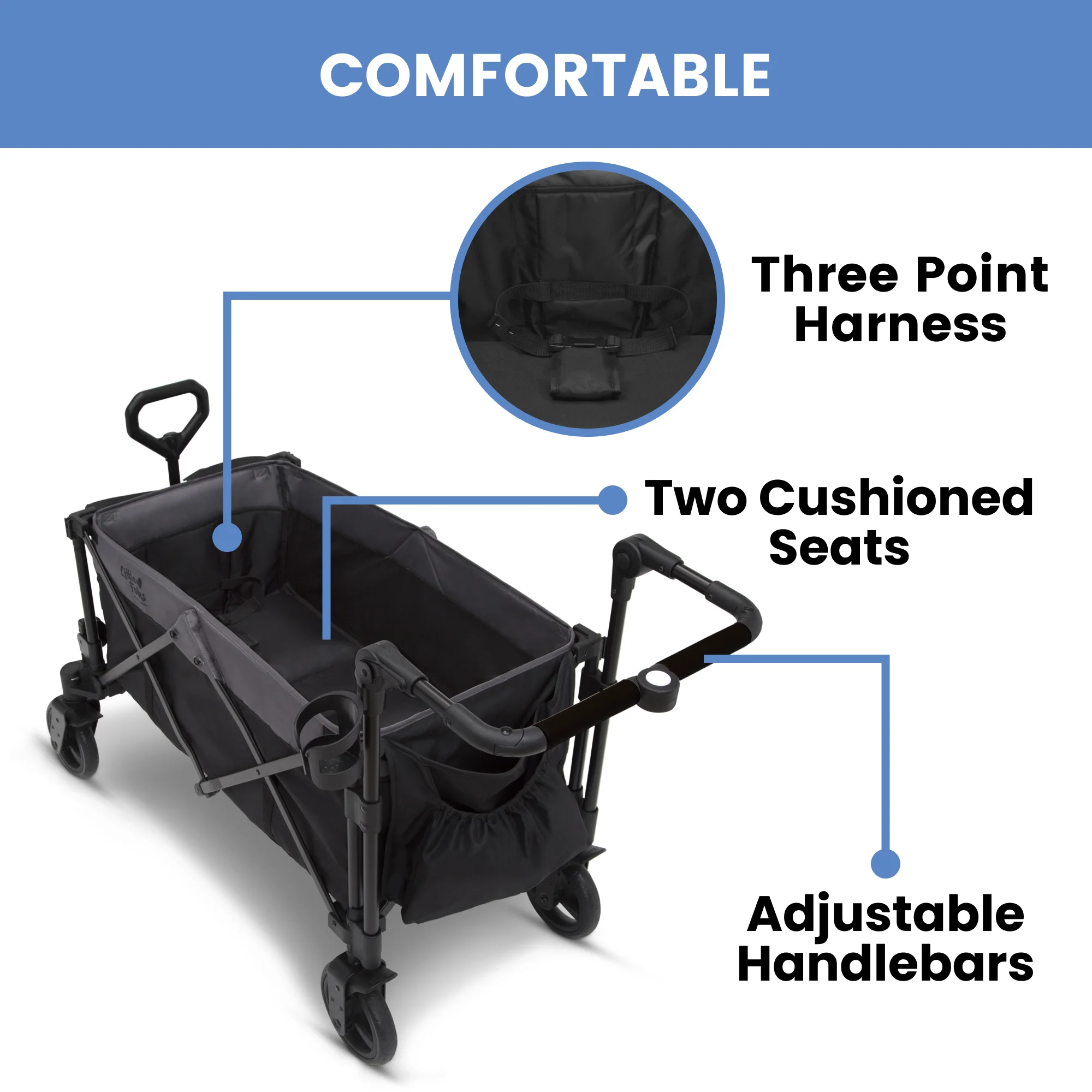 Little Folks by Delta Children City Wagon Cruiser Stroller, Black - Womvr