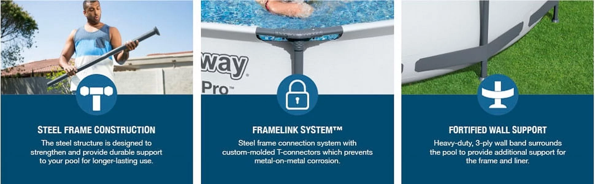 Bestway 56061US 12-Foot by 30-inch Steel Pro Round Frame Swimming Pool Set - Womvr