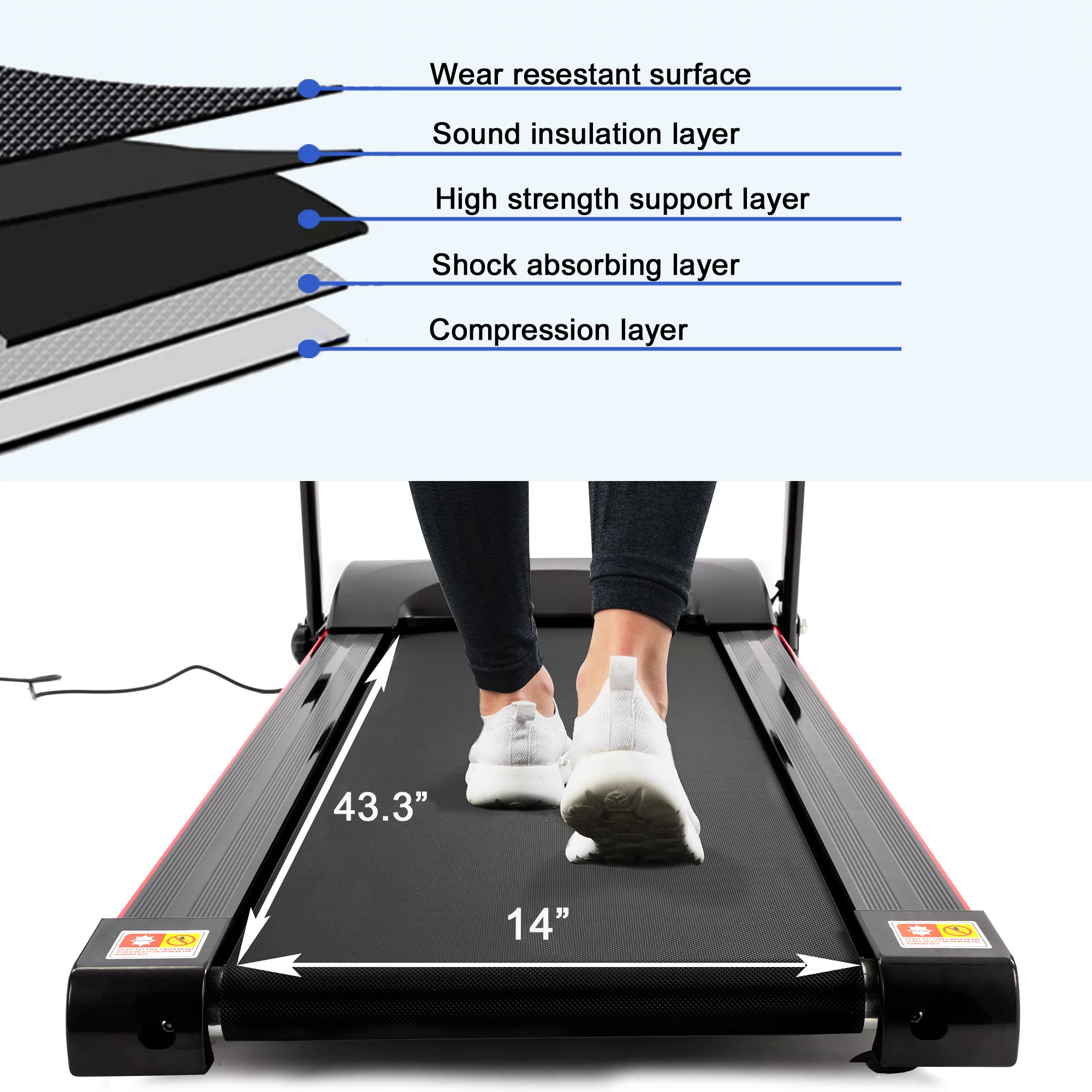 2.5HP Folding Treadmill with Incline, Electric Treadmill with Bluetooth, Speakers, LCD Display, 0.5-8.5 MPH Electric Running Machine, Home Office Gym Portable Treadmill, TE693 - Womvr
