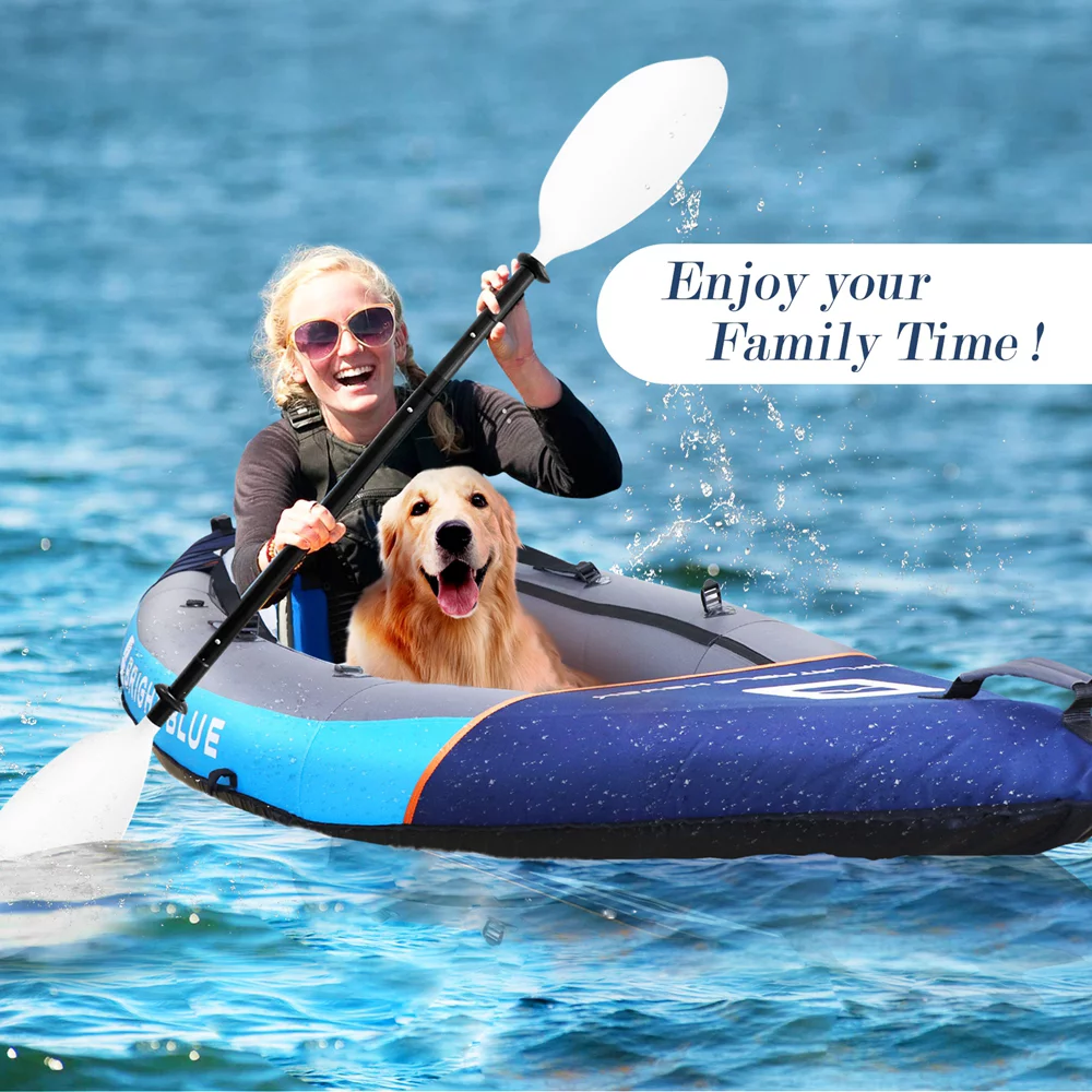 Sekkvy 11ft 2 Person Inflatable Fishing Kayak Set for Adults Angler Blow Up Kayak with 2 Paddles 3 Fins and Carrying Bag Blue - Womvr