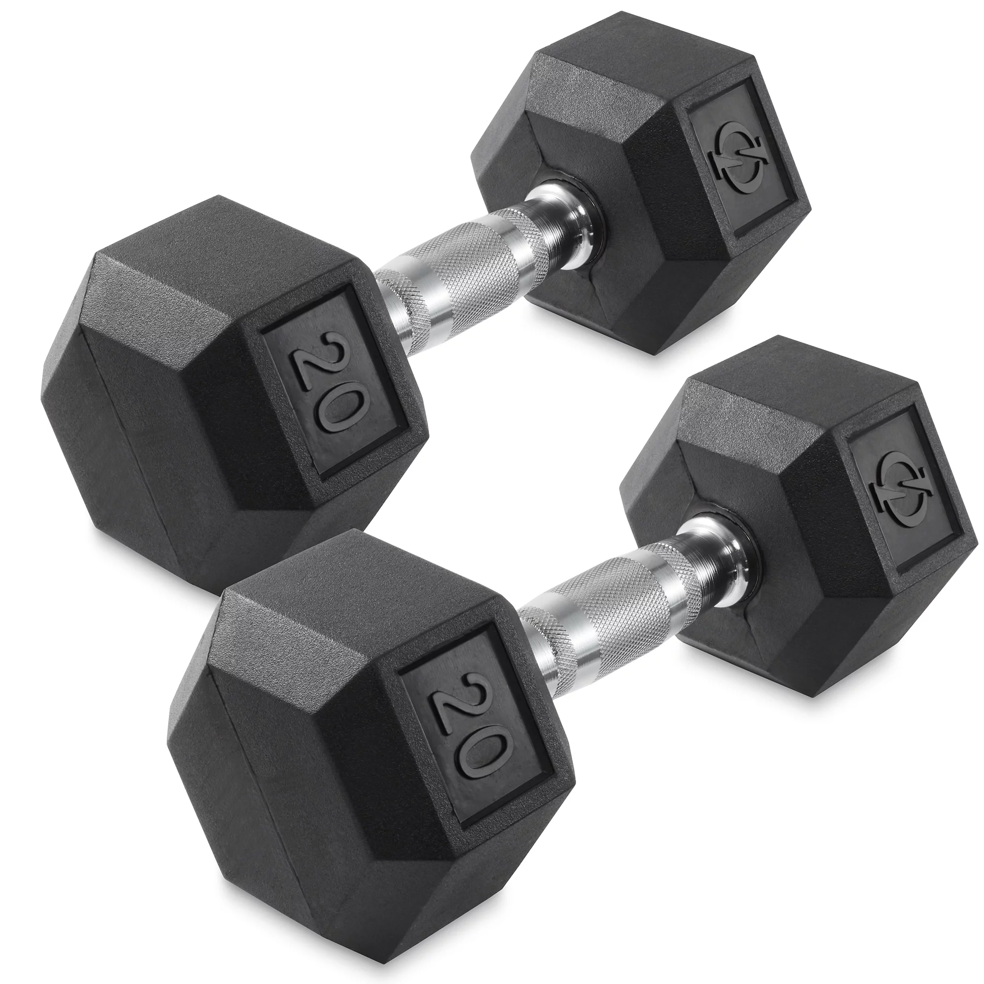 Philosophy Gym Rubber Coated Hex Dumbbell Hand Weights, 45 lb Pair - Womvr