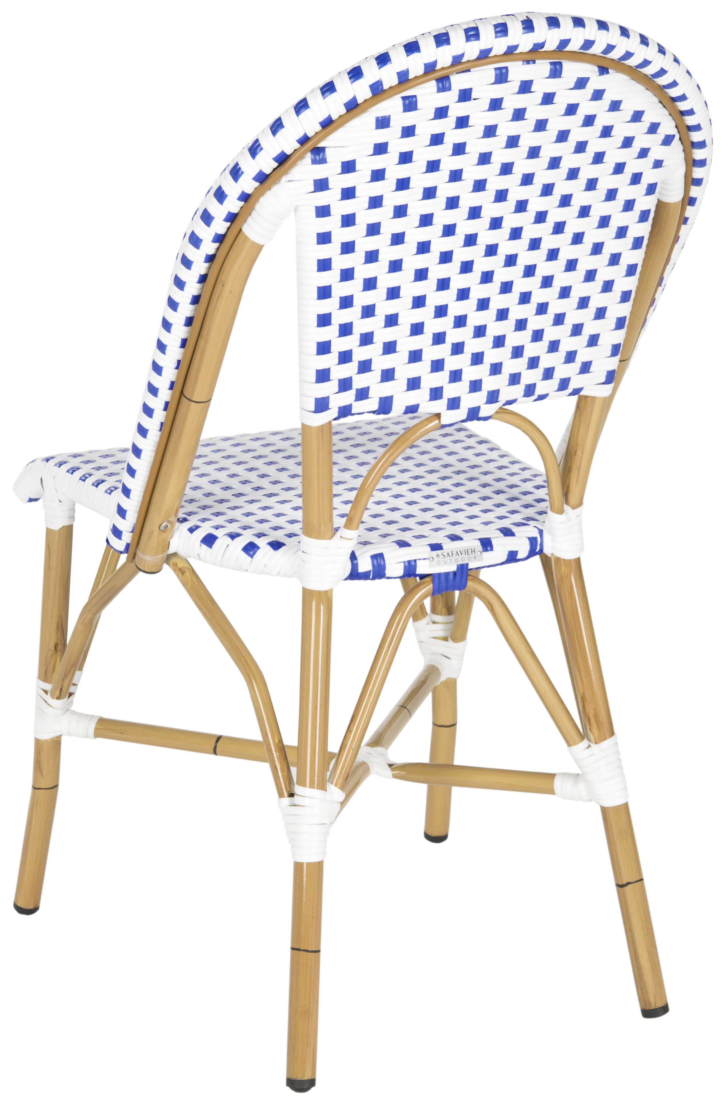 SAFAVIEH Salcha Outdoor French Bistro Side Chair, Blue/White, Set of 2 - Womvr