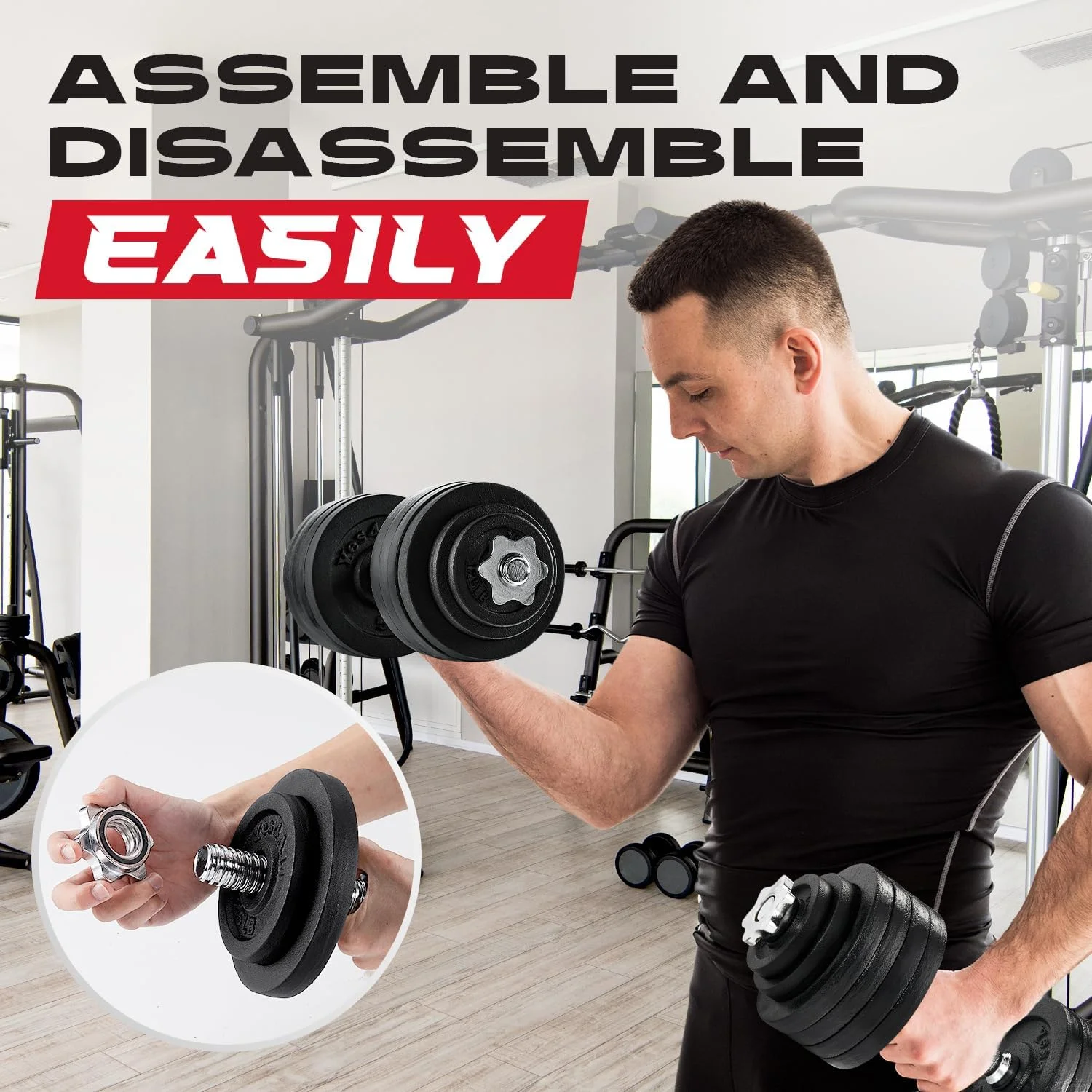 Yes4All 200 lbs Adjustable Dumbbell Weight Set, Cast Iron Dumbbell, Pair - Womvr