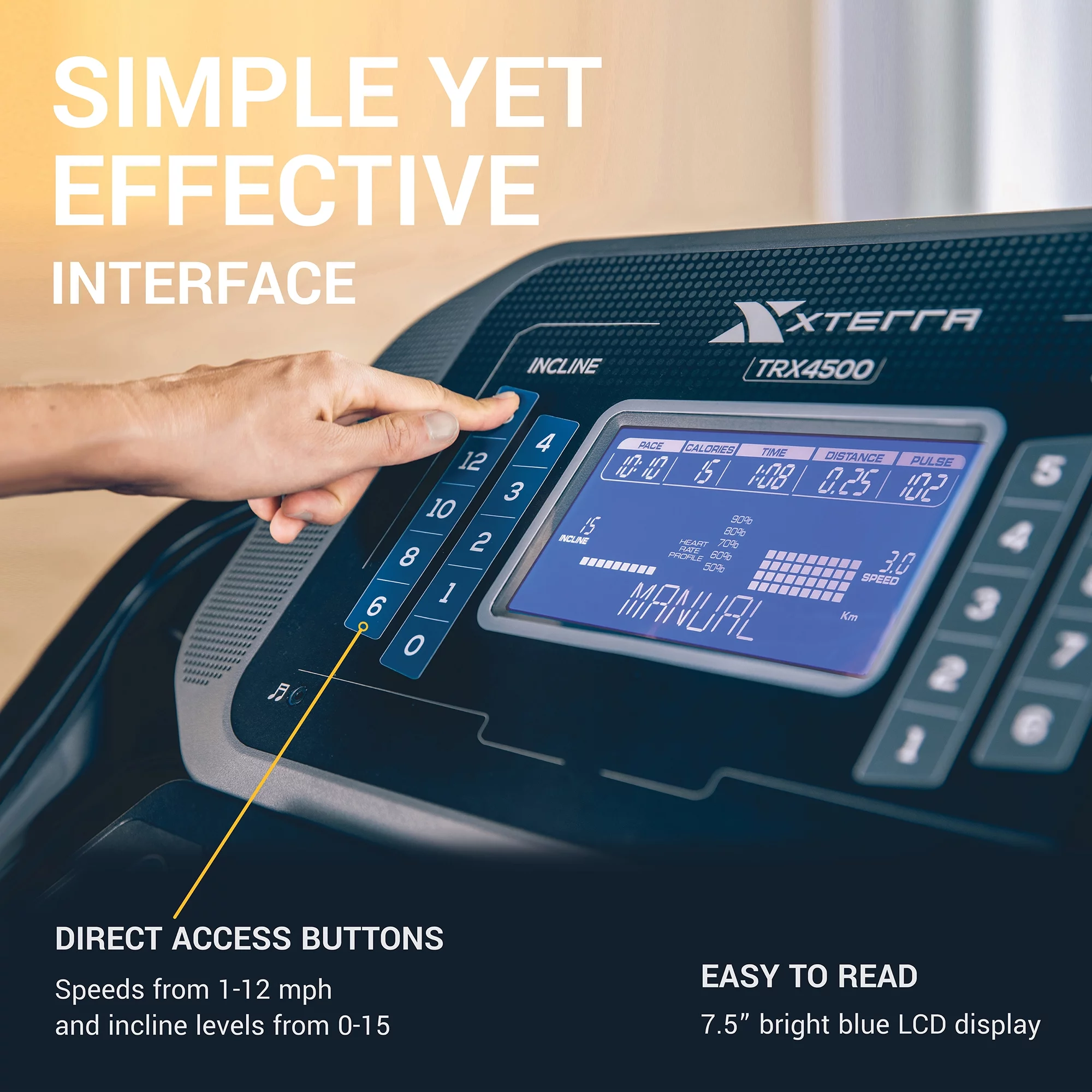 XTERRA Fitness TRX4500 Folding Treadmill with Bluetooth, 3.25 HP Motor, 15 Incline Levels, 350 lb Weight Limit - Womvr