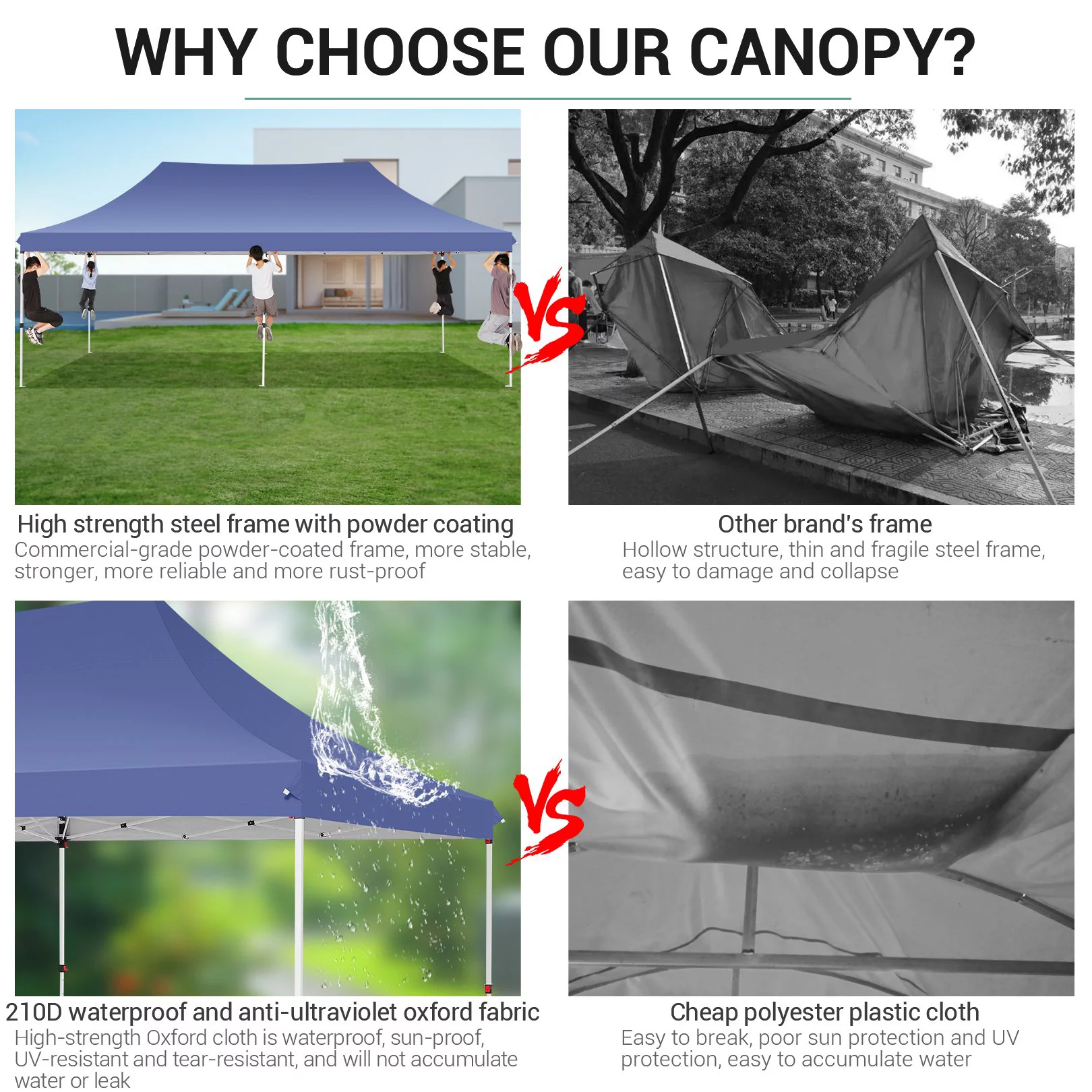 SANOPY 10' x 20' Outdoor Canopy Tent EZ Pop up Canopy Party Tent Outdoor Event Instant Tent Gazebo with 6 Removable Sidewalls & Carry Bag for Camping Wedding Picnic(Blue) - Womvr