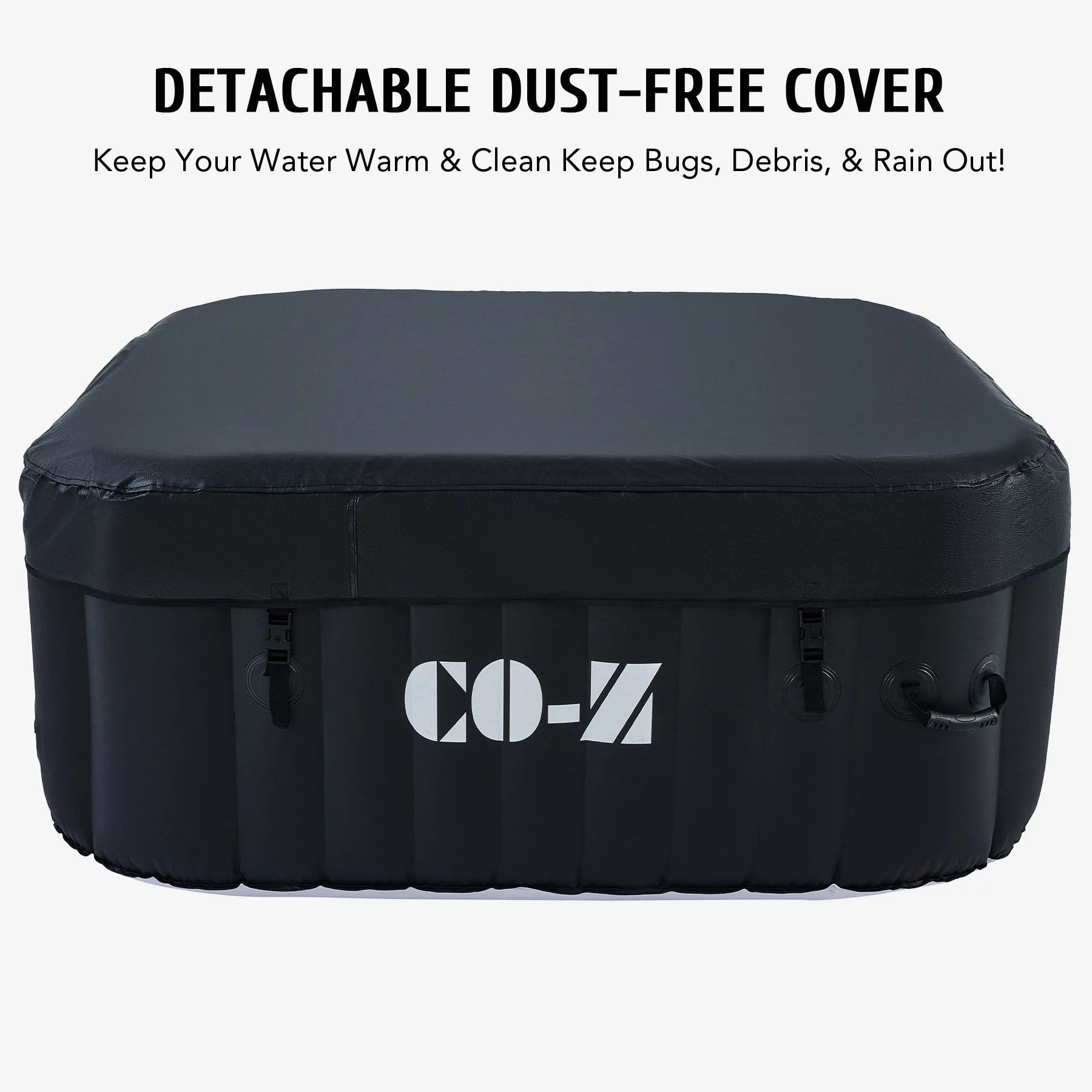 CO-Z 4-6 Person 7' Blow-Up Hot Tub with 130 Air Jets Cover Electric Pump Portable Pool, Gray - Womvr