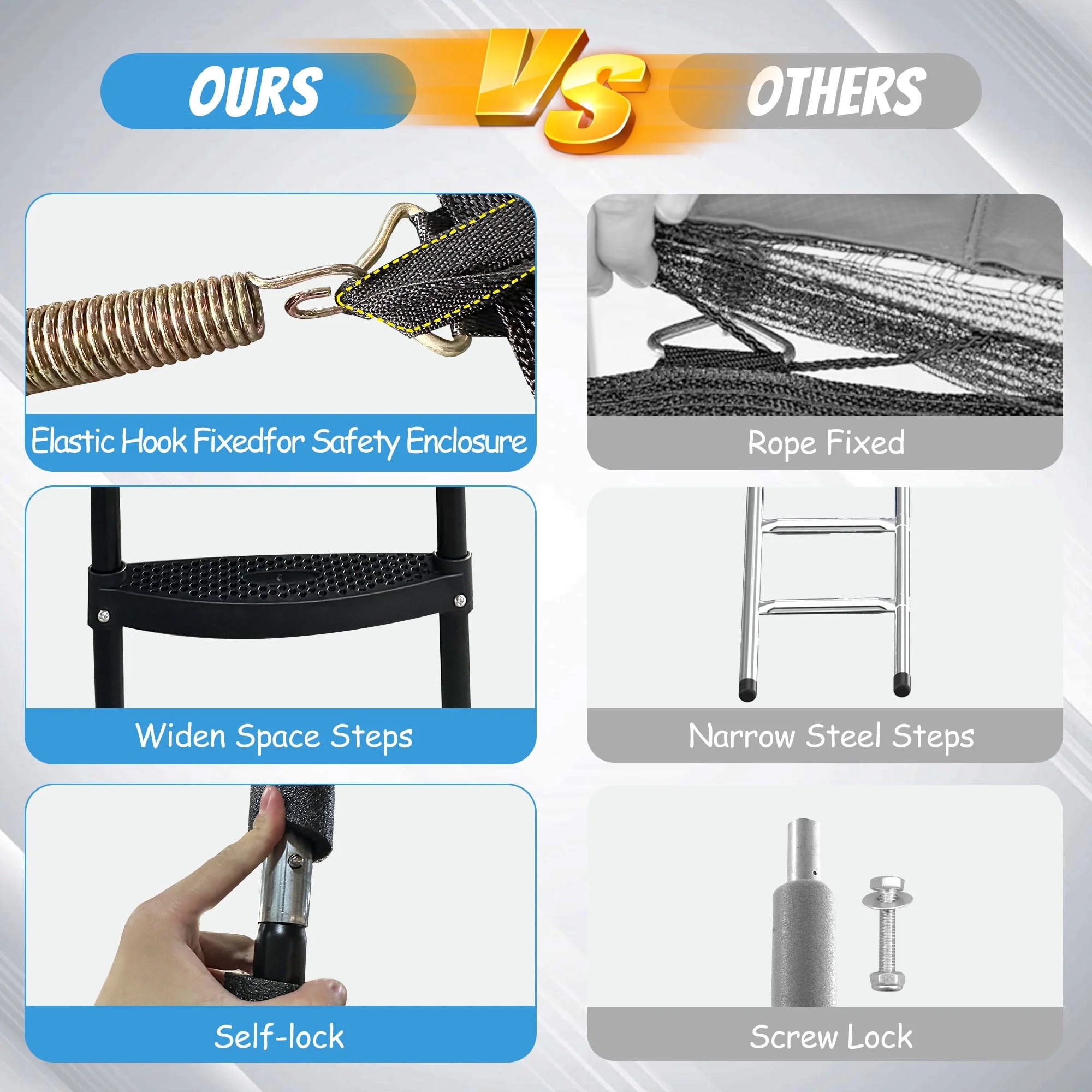 Jump Into Fun Trampoline 12FT 14FT 15FT 16FT, 1200LBS Trampoline for Adults/ 5-6 Kids, Trampoline with Enclosure, Basketball Hoop, Wind Stakes, Outdoor Upgraded Arc Pole Trampoline - Womvr