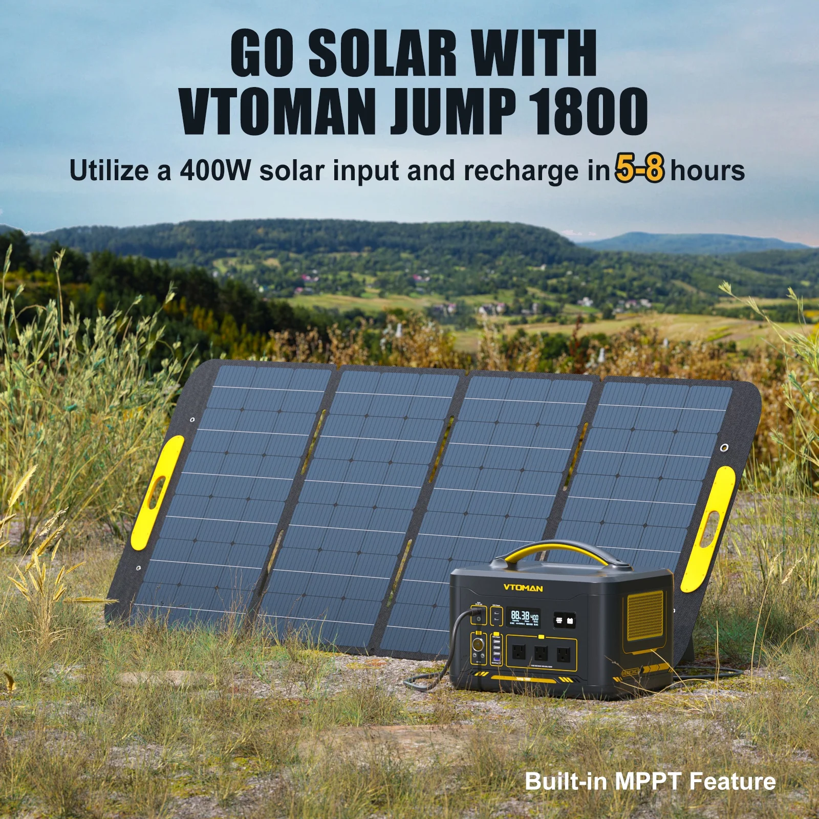 VTOMAN Jump 1800 Portable Power Station 1800W(3600W Peak), 1548Wh LFP Battery Generator with AC/DC/USB/Car Ports, Jump Starter, for Outdoor Camping, RV/Van, Traveling, Fishing, Blackout, Emergencies - Womvr