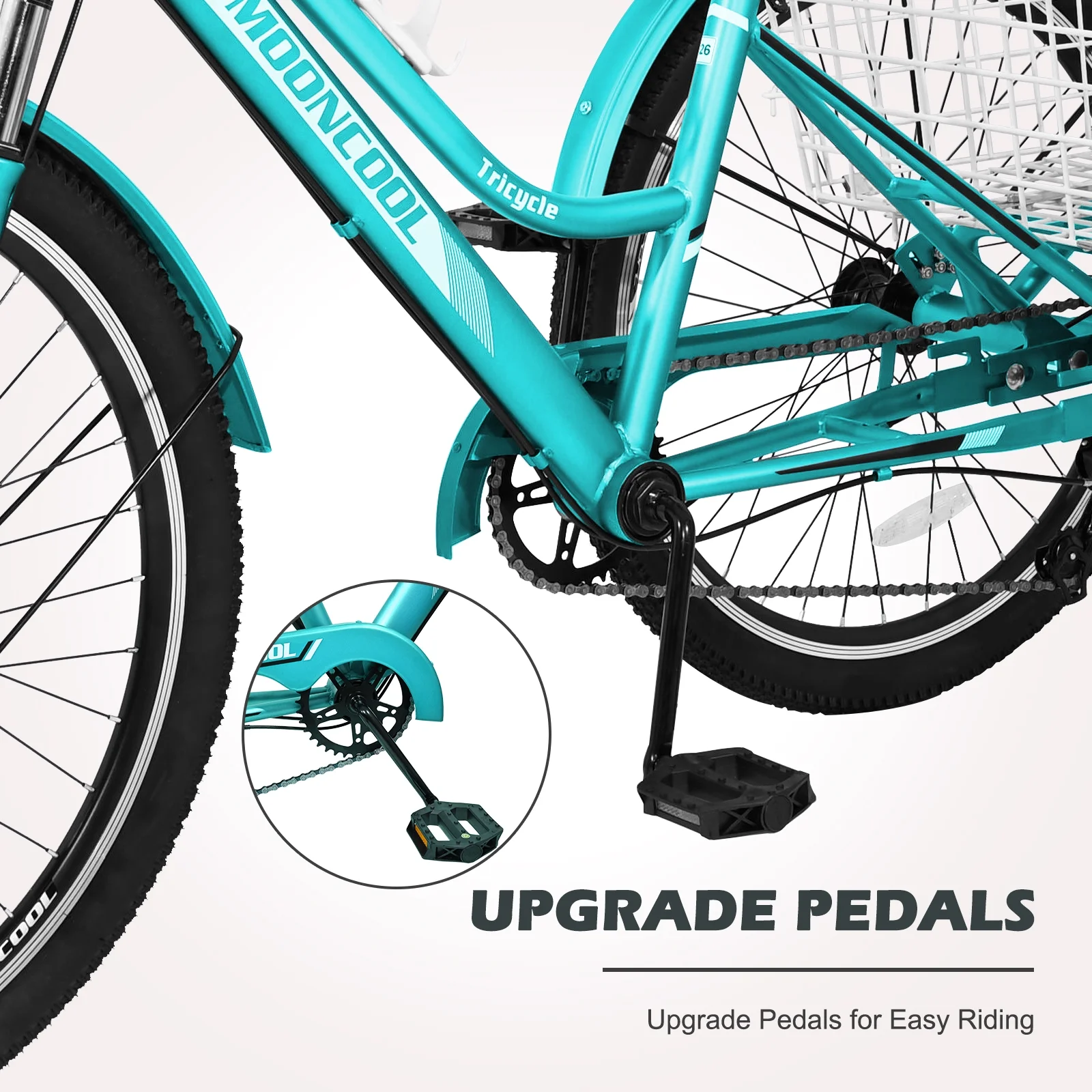 Docred Adult Tricycle, 7 Speed Three Wheel Mountain Bike, 24/26/27.5 inch Adults Trikes ,Load capacity 420 lbs - Womvr