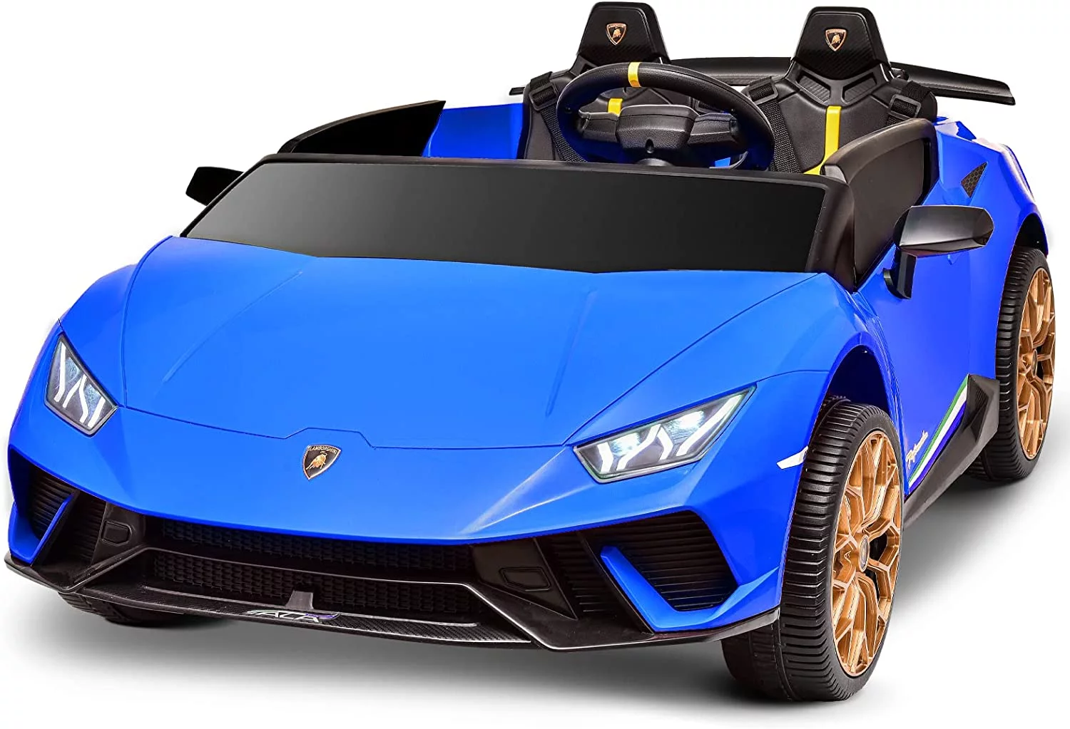 Blitzshark 24 V 2 Seater Kids Ride on Car Licensed Lamborghini Powerful 4WD, with 7AH Battery, Remote Control, Pink - Womvr
