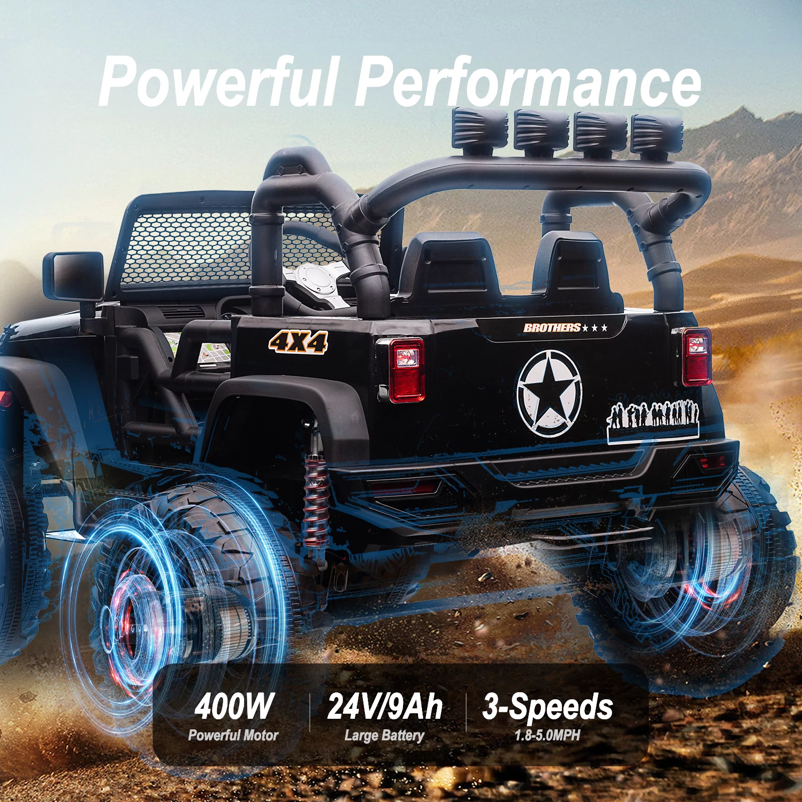 Hikiddo 24V Kids Ride on Truck, 2 Seater Powered Ride on Toy Car with Remote - Womvr