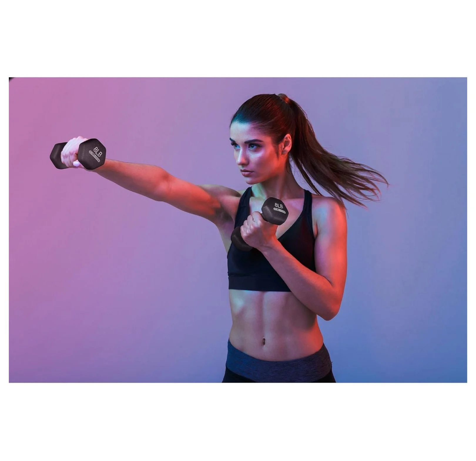 2, 3, 5, 8, and 10 Pound Neoprene Dumbbell Hand Weight Set with Rack - Womvr