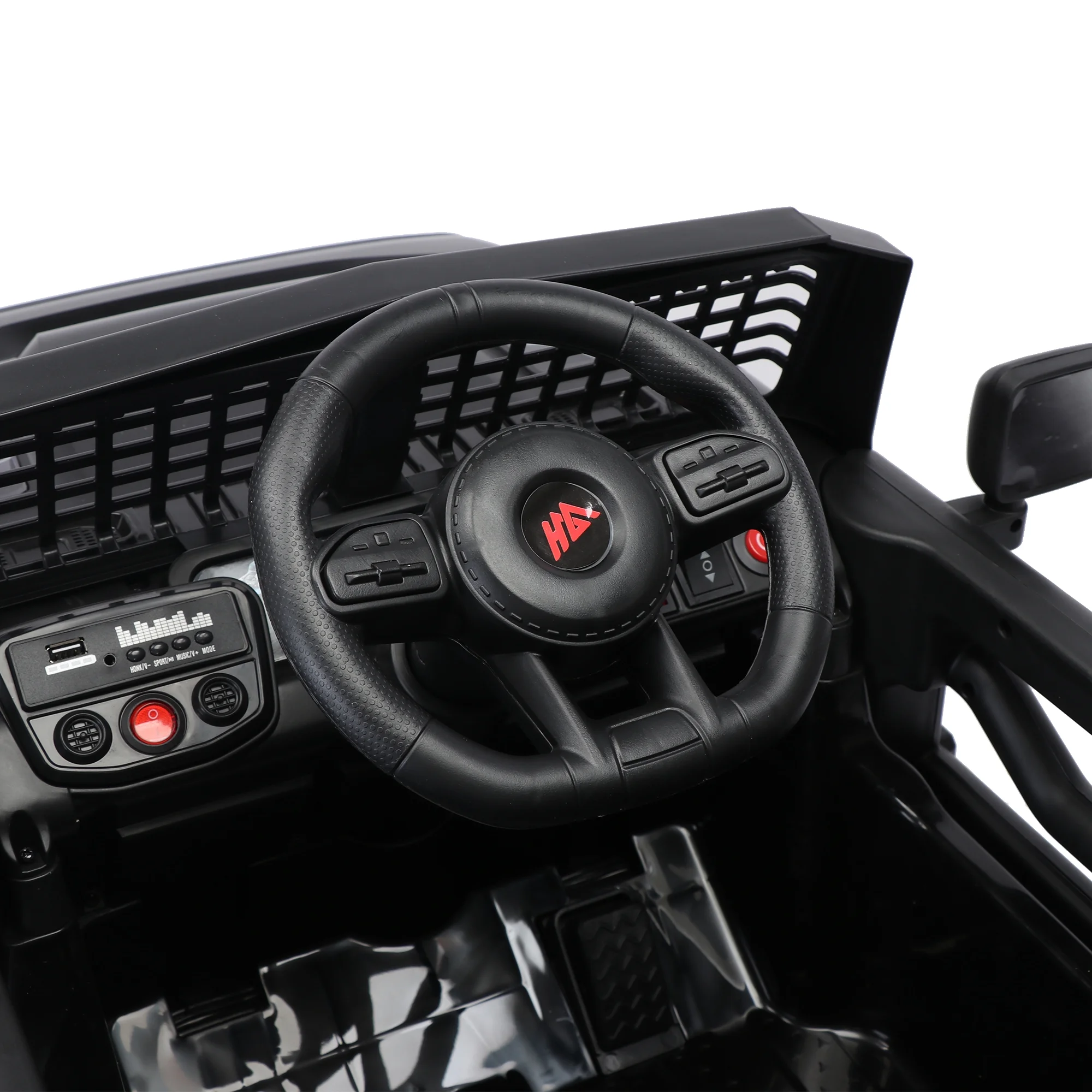 Kids Ride on Truck with Parents Remote Control, 12V 7A Battery Powered Electric Car Vehicle Toy with 3 Speed, USB, MP3, Bluetooth, LED Light, Safety Belt, Electric Car for Kids (Black) - Womvr