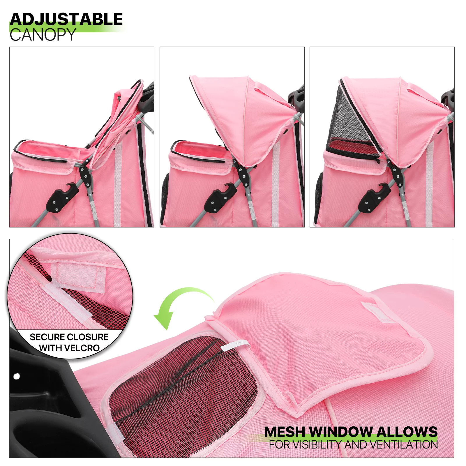 Magshion Foldable Pet Dog Stroller with Wheels, Cat Dog Stroller with Storage Basket and Cup Holder for Small and Medium Cats, Dogs, Puppy, Navy Blue - Womvr