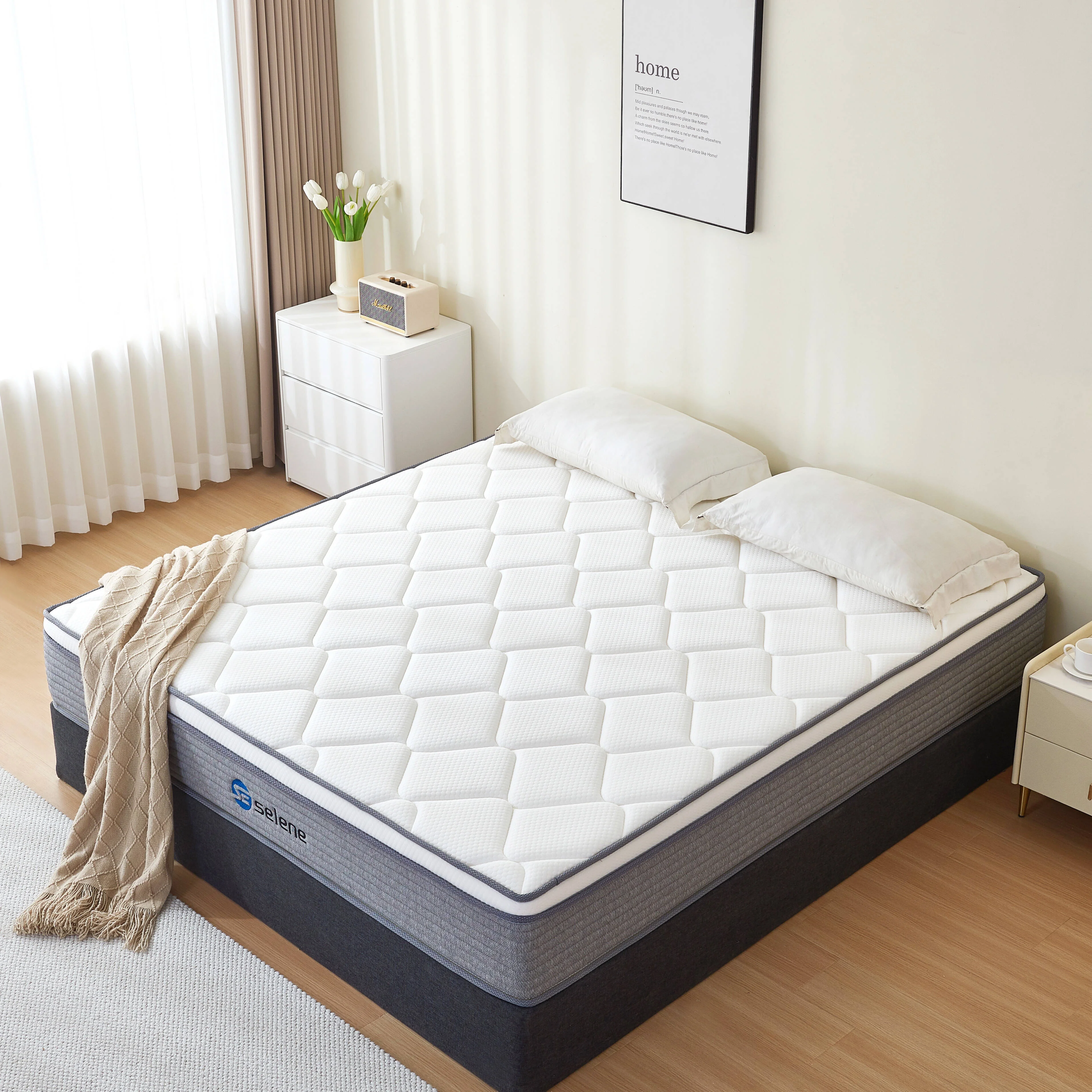 Selene Queen Size Mattress, 10 Inch Memory Foam Hybrid Mattress Queen, Pocket Spring Mattress in a Box for Motion Isolation, Edge Support, Pressure Relief, CertiPUR-US - Womvr