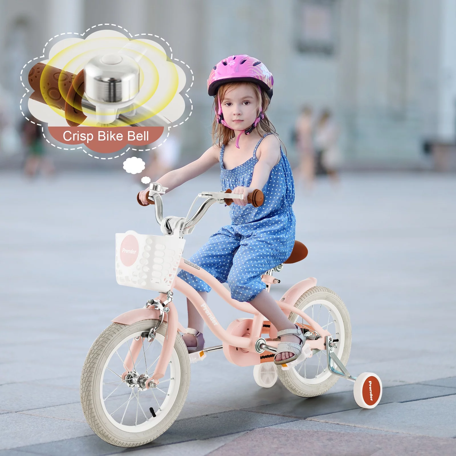 Costway 14'' Kid's Bike with Removable Training Wheels & Basket for 3-5 Years Old Pink - Womvr