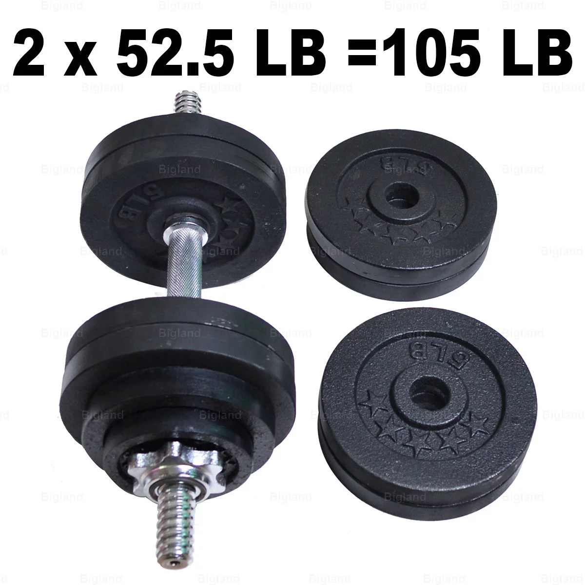 Full Metal Iron Adjustable Dumbbell Set 105 lbs Weight Pair Black - Womvr