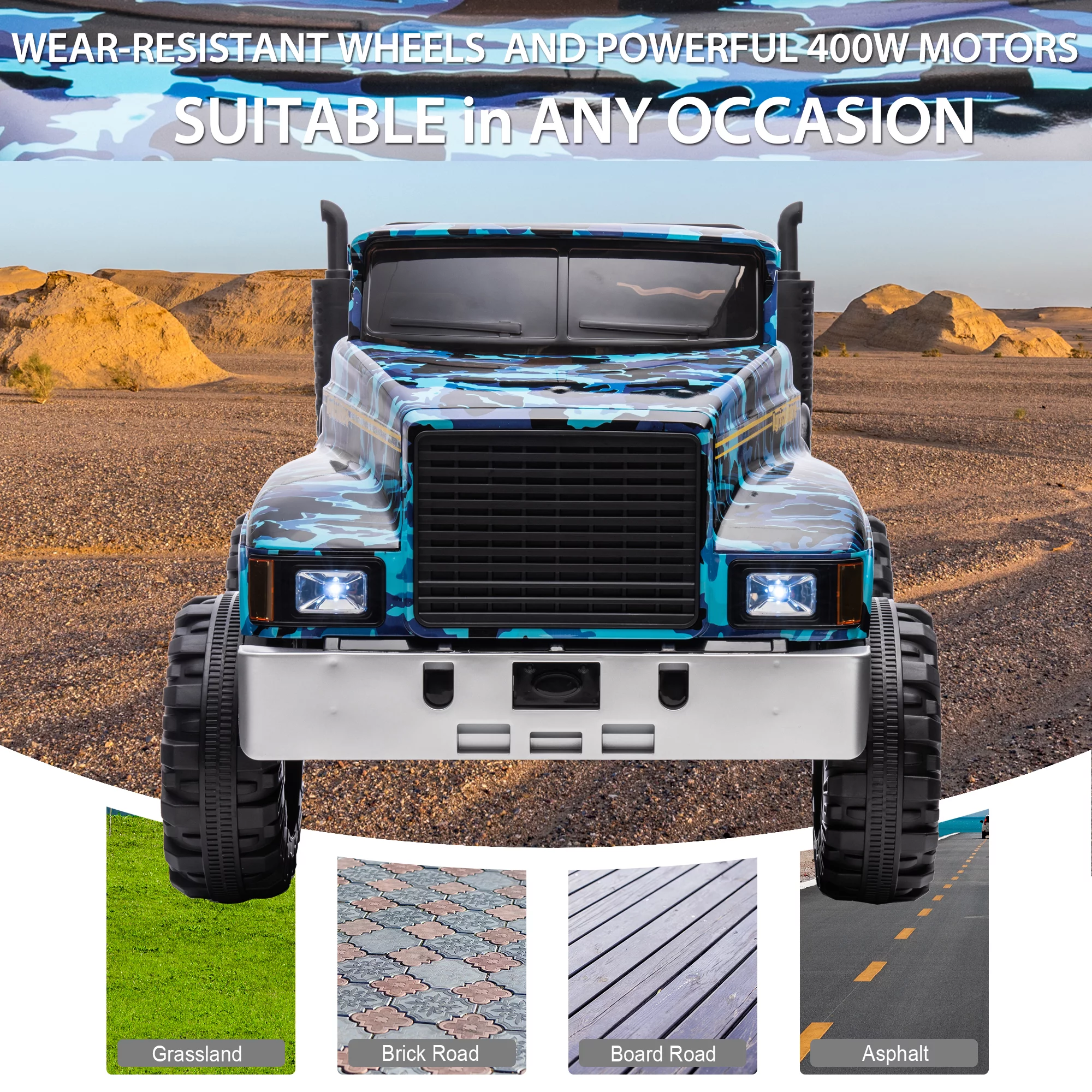 Outfunny 24V Ride on Dump Truck, 2 Seater Ride on Toy for Big Kids with Remote - Green - Womvr