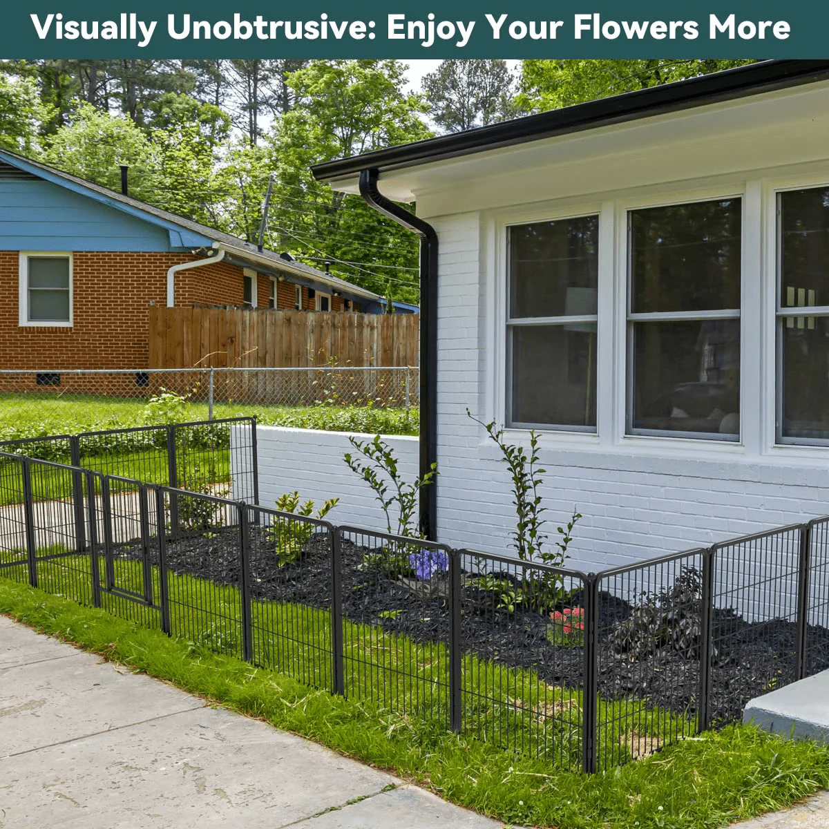 FXW Garden Fence 24 Panels 54ft (L)×32in (H) Animal Barrier Decorative Metal Fence with 2 Gates Temporary Fencing No Dig Fencing for Yard Patio, Black - Womvr