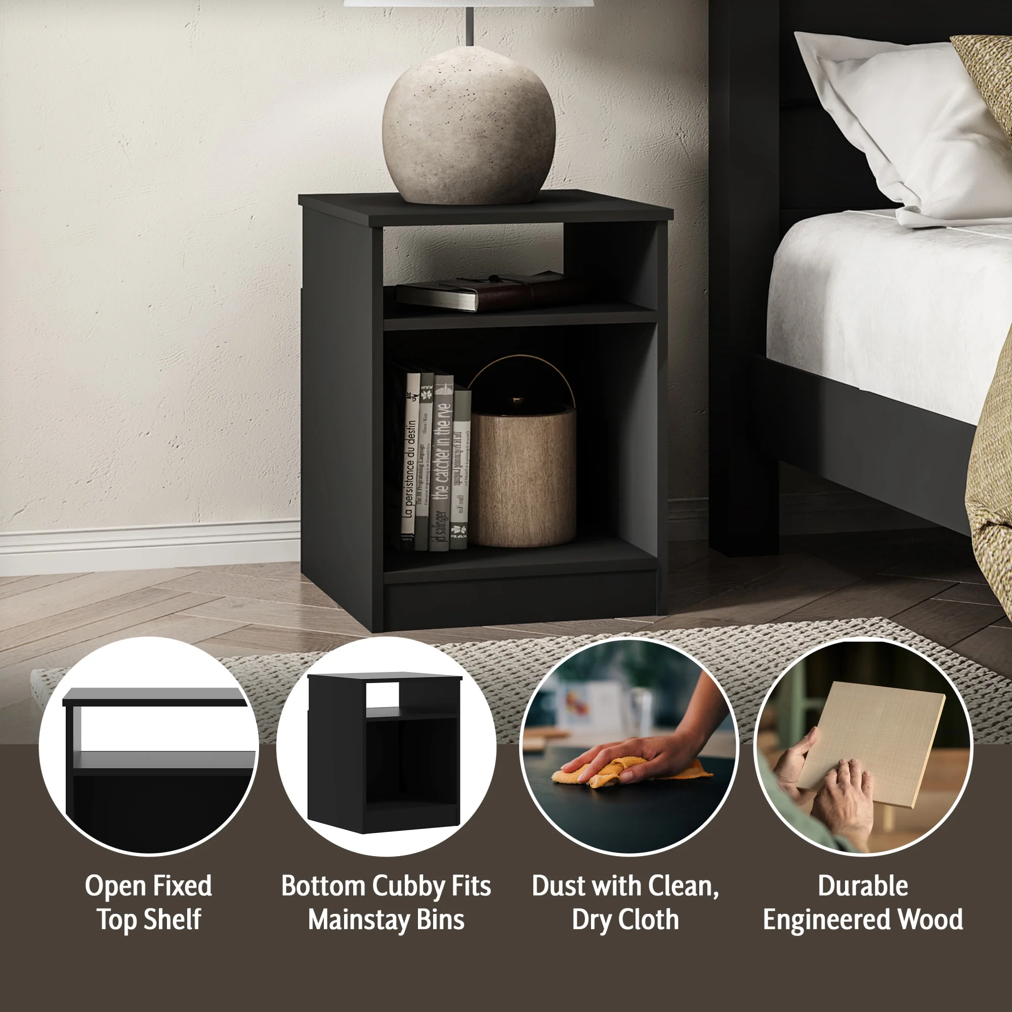 Mainstays Ardent Open Shelf Nightstand, White - Womvr