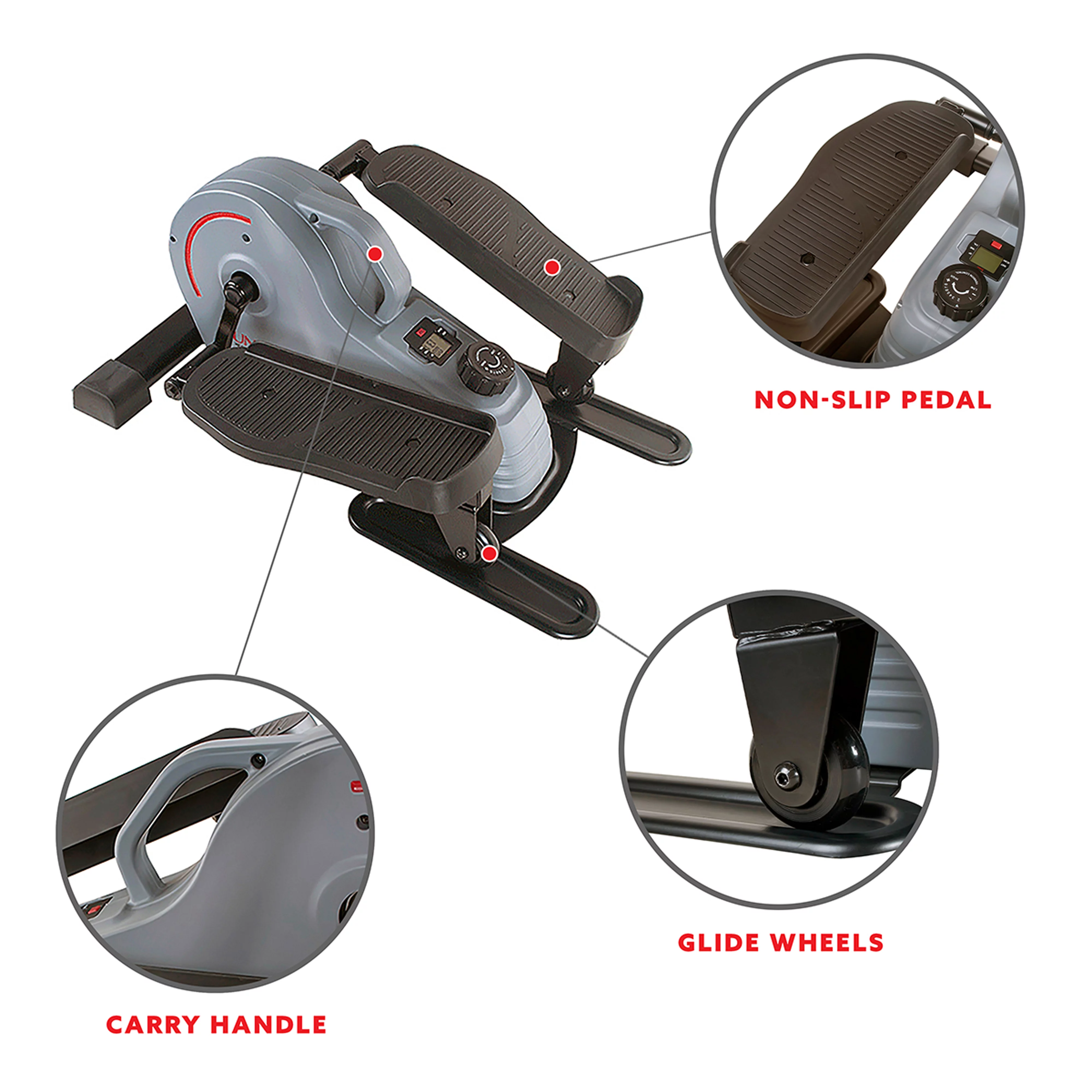 Sunny Health & Fitness Compact Magnetic Standing Elliptical Machine w/ Handlebars - Portable Workout Stepper for Home, SF-E3988 - Womvr