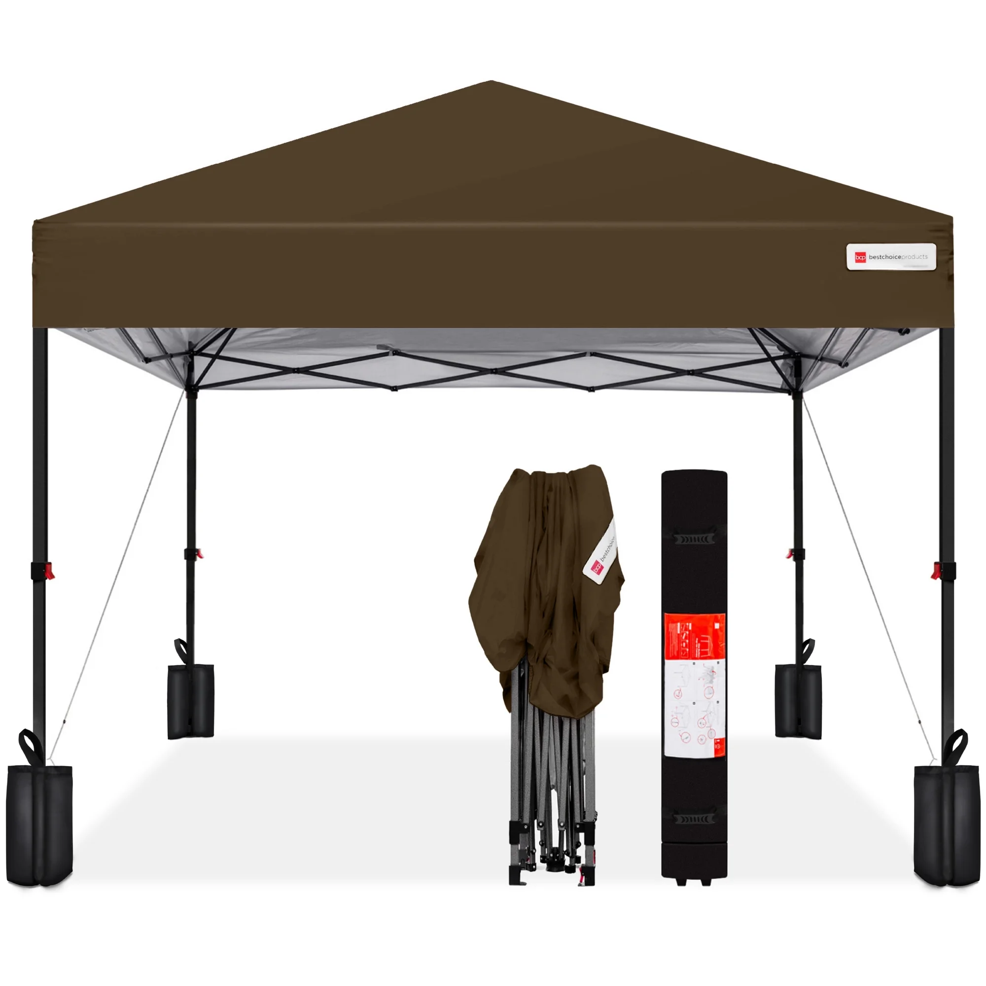 Best Choice Products 10x10ft Easy Setup Pop Up Canopy w/ 1-Button Setup, Wheeled Case, 4 Weight Bags - Cerulean - Womvr