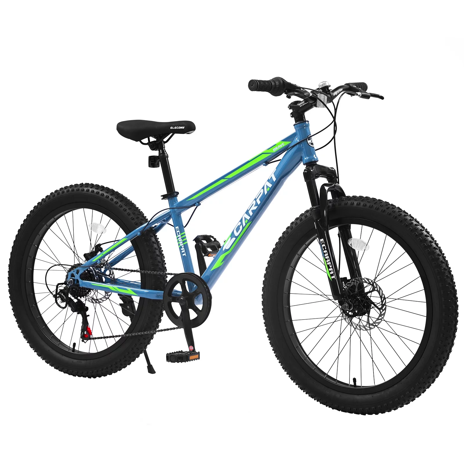 24 inch Fat Tire Bike, Shimano 7-Speed, Dual-Disc Brakes, Orange Trail Mountain Bike for Adult/Youth - Womvr