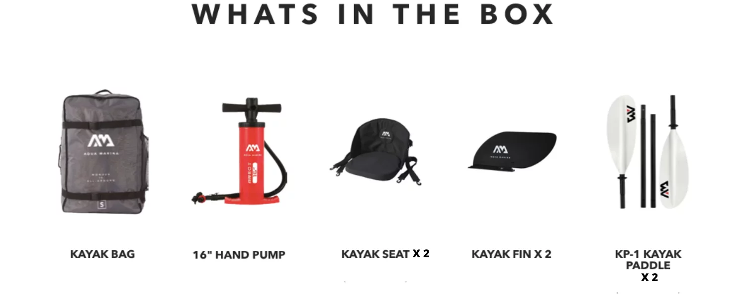 Aqua Marina TOURING KAYAK - MEMBA 1210 - Inflatable KAYAK Package, including Carry Bag, Paddle, Fin, Pump - Womvr