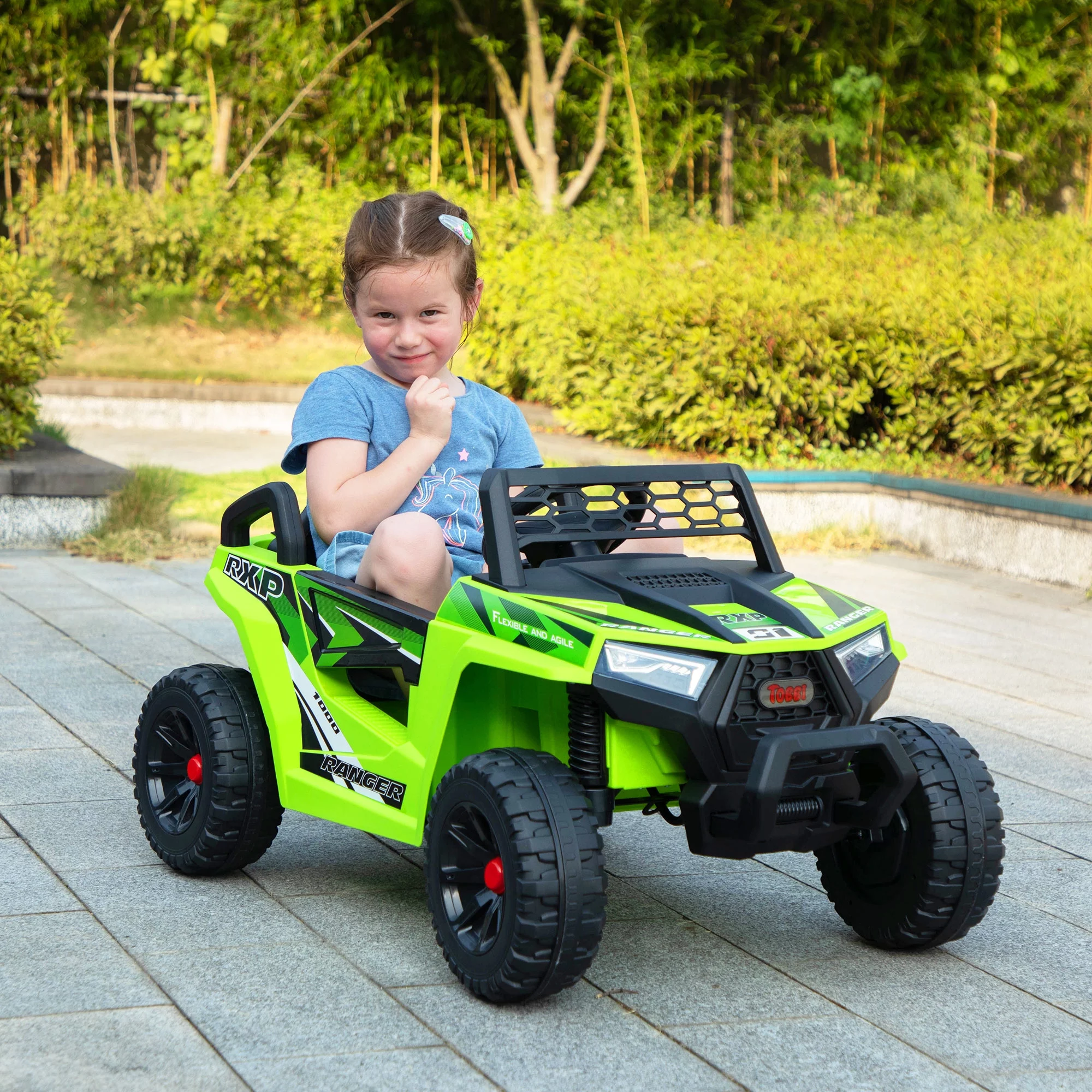TOBBI 12V Kids Electric off-Road UTV Truck Car Battery Powered Ride on Toys for Girls with LED Headlights, Music, Horn - Womvr