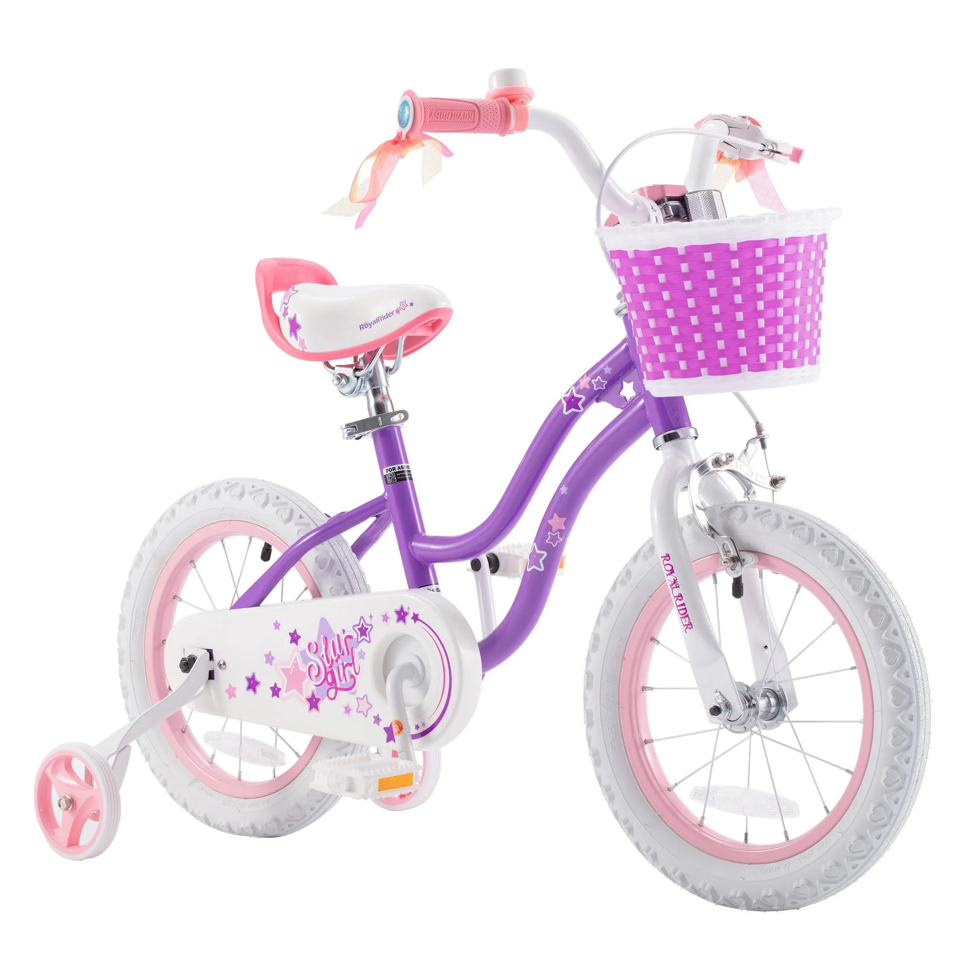 Royalbaby Girls Kids Bike Star girl 14 In Bicycle Basket Training Wheels Blue Child's Cycle - Womvr