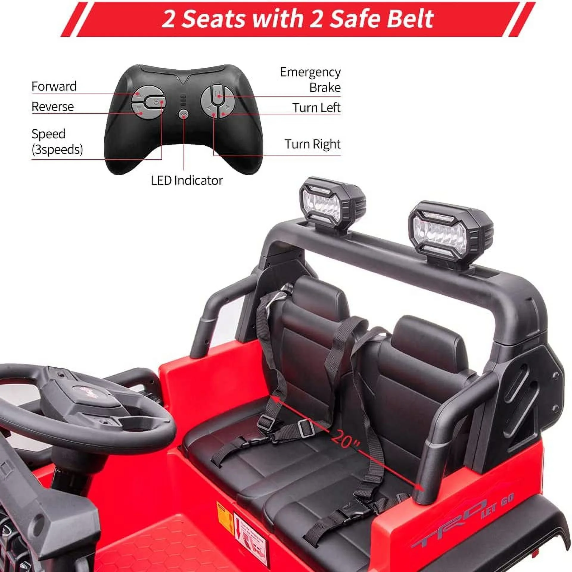 OUTOP Kids 24V Ride on Car with Electric Remote Control Dual Drive Power Ride on Toys 2 Seats SUV Truck Wheels Vehicle - Womvr