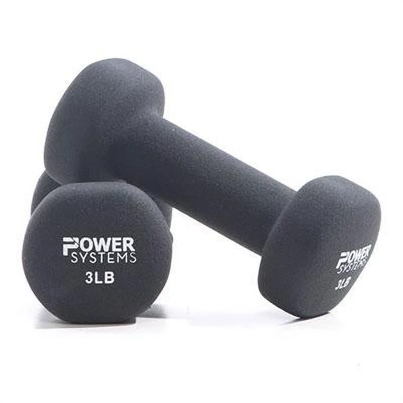 Power Systems Premium Neoprene Coated Dumbbell, Black, Pair, 8 lb - Womvr