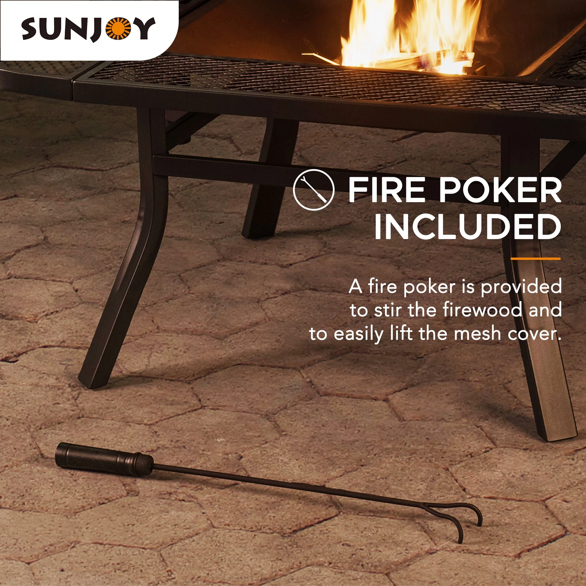 Sunjoy 38 Inch Grill Fire Pit for Outside, Outdoor Wood Burning Firepit with Adjustable Grill Grate and Fire Poker, BBQ Fire Pit table for Patio and Backyard - Womvr