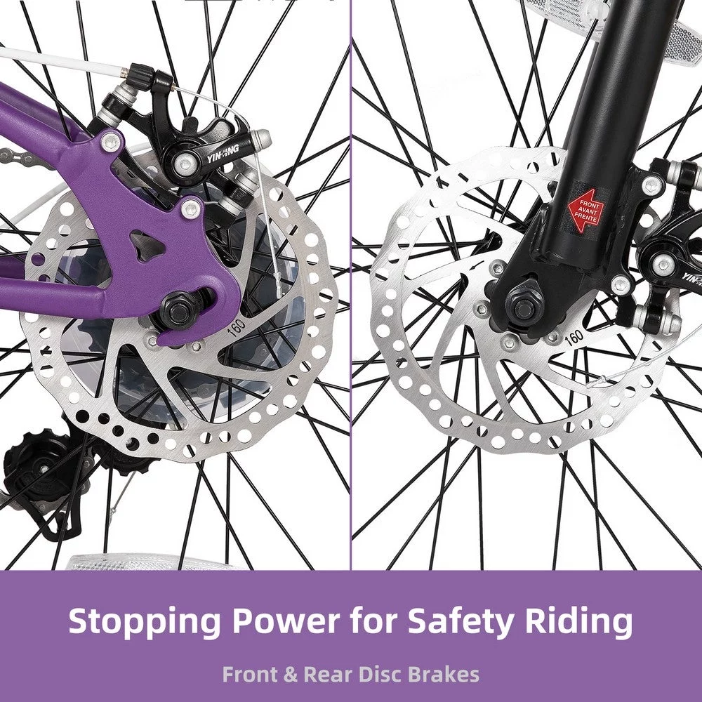 JOYSTAR 20 Inch Mountain Bike for Kids Ages 7-12 Year Old, 3-Inch Wide Knobby Tires, 7 Speed Shimano Drivetrain, Disc Brakes, Fat Tire Kids Bicycles for Boys Girls - Womvr