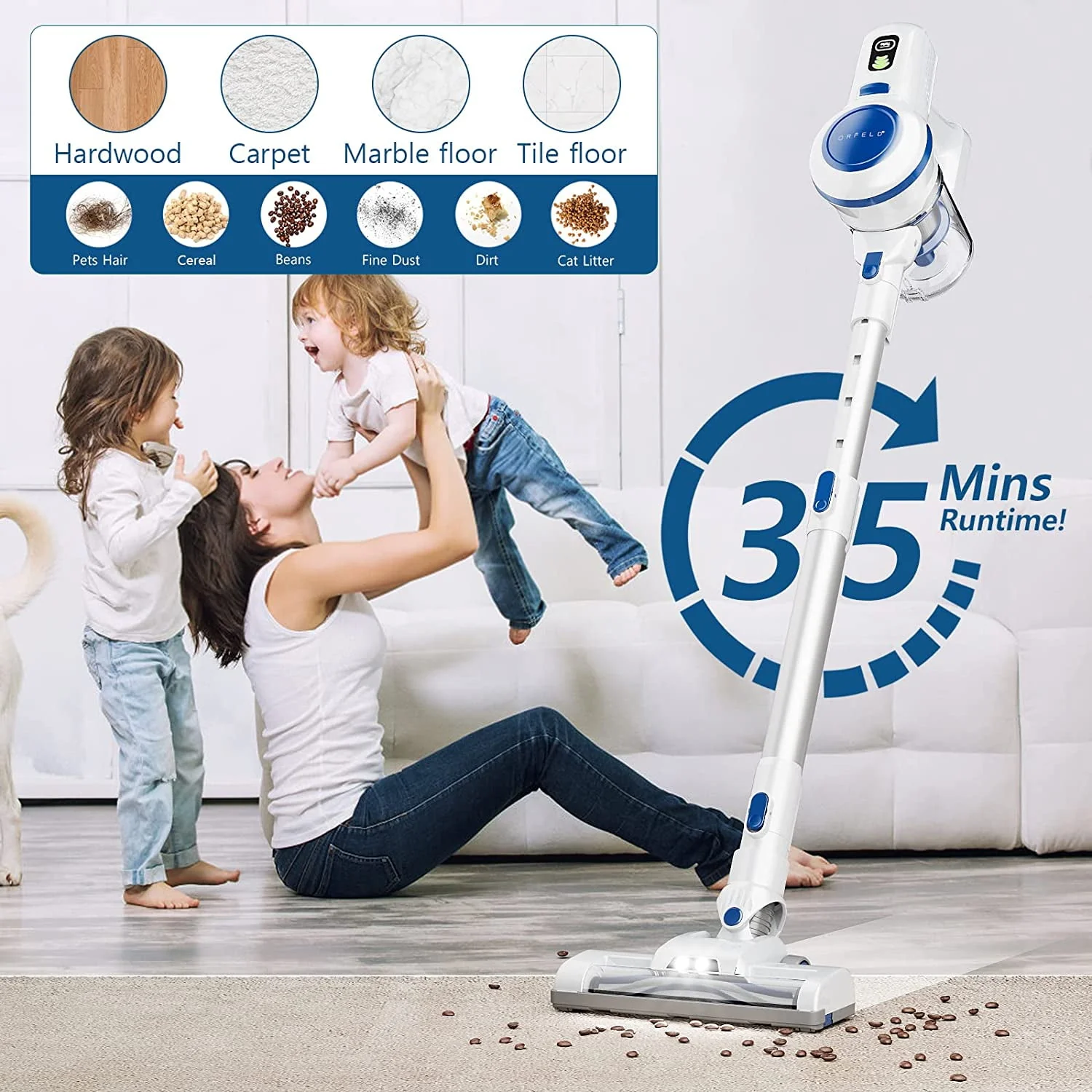 ORFELD Cordless Vacuum Cleaner Lightweight Stick Vacuum Cleaners New - Womvr