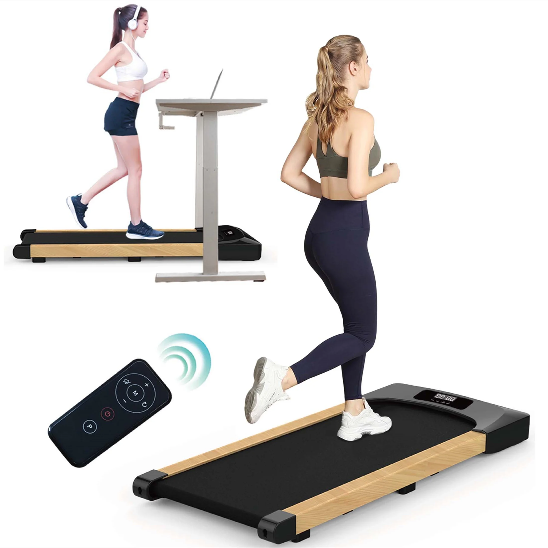 Aukfa Under Desk Treadmill, Slim Walking Pad for Home Office Workout, 245 lb Capacity, 4 mph Speed - Womvr