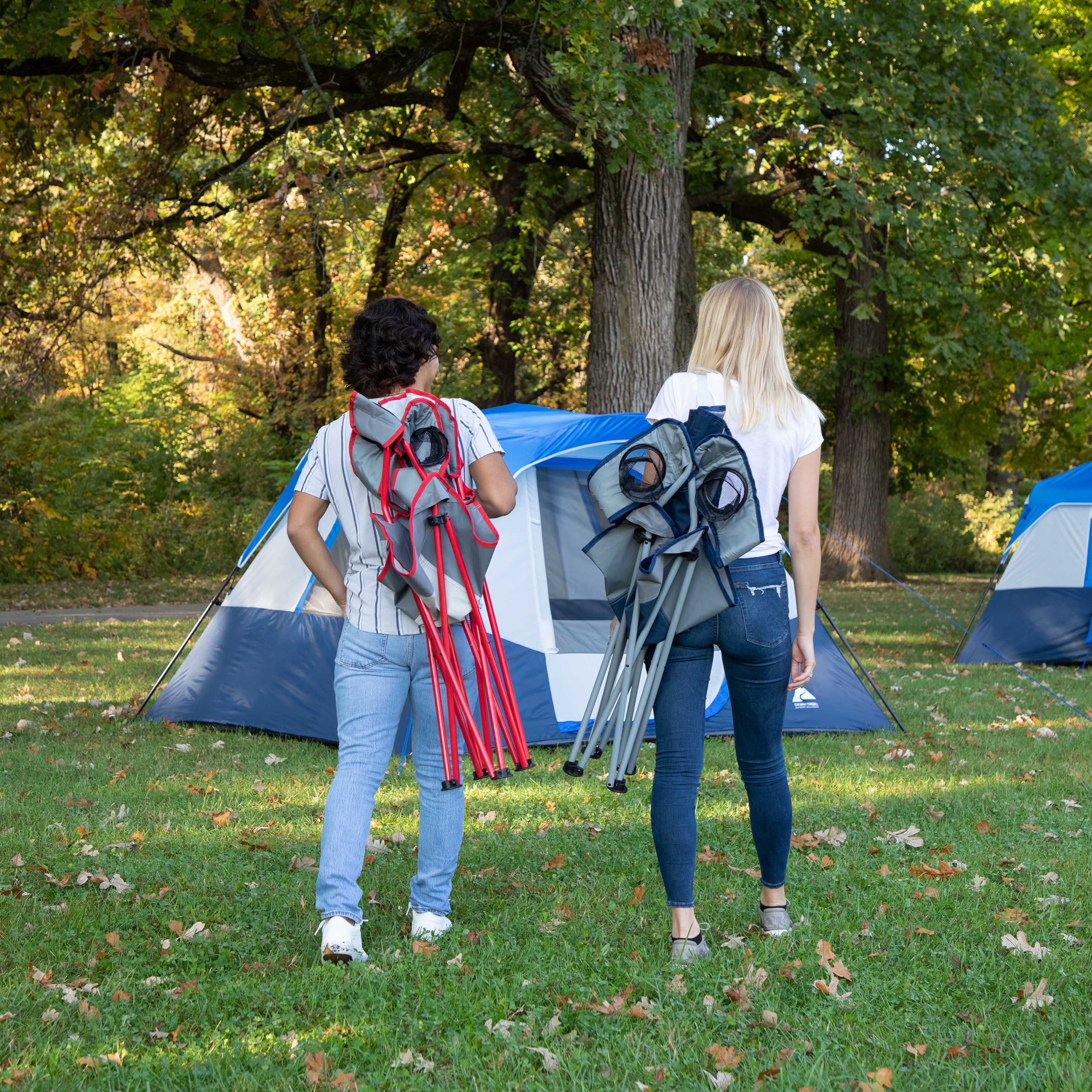 Ozark Trail, Adult Oversized Quad Chair, 9.2lbs, off White & Gray - Womvr