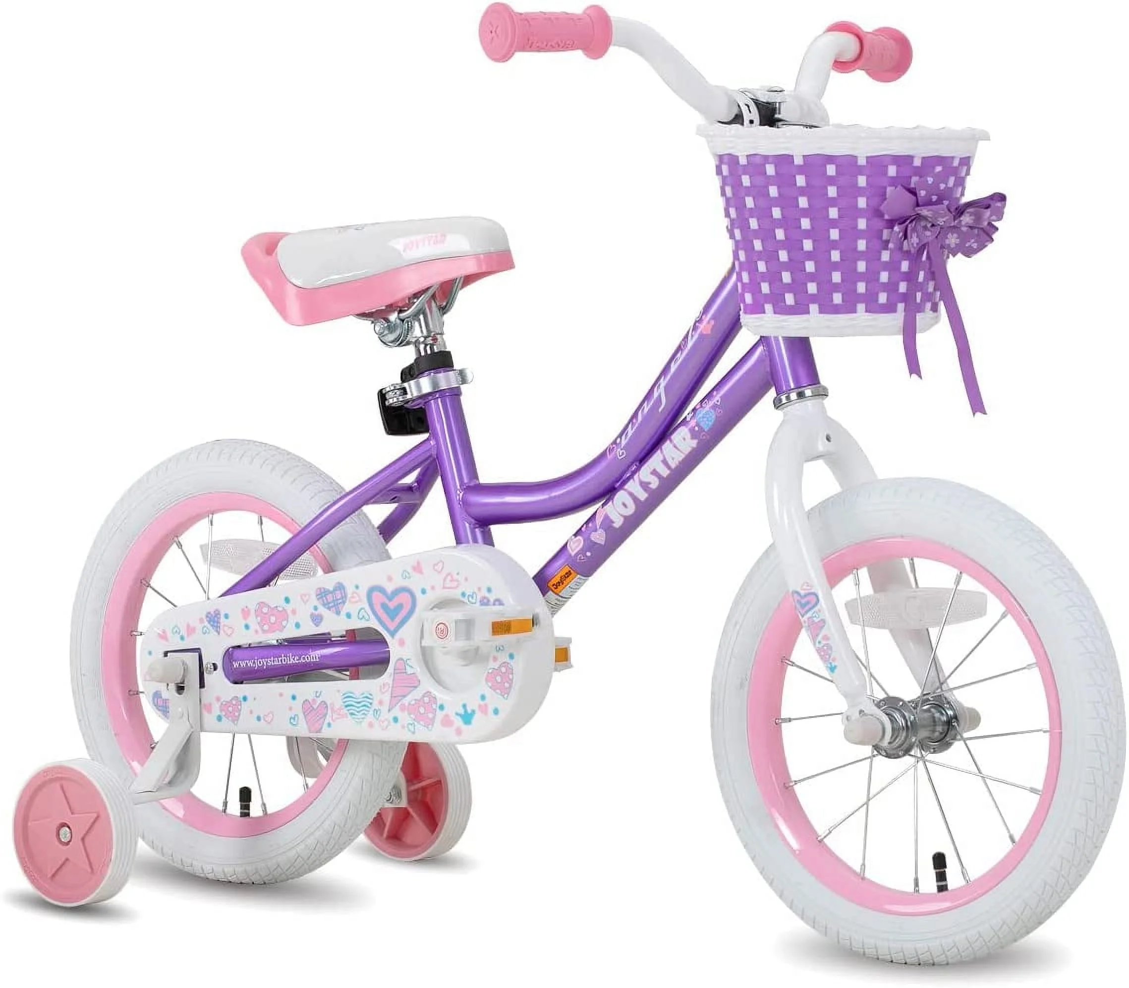 JOYSTAR Angel Girls Bike for Toddlers and Kids Ages 2-9 Years Old, 12 14 16 18 Inch Kids Bike with Training Wheels & Basket, 18 in Girl Bicycle with Handbrake & Kickstand - Womvr