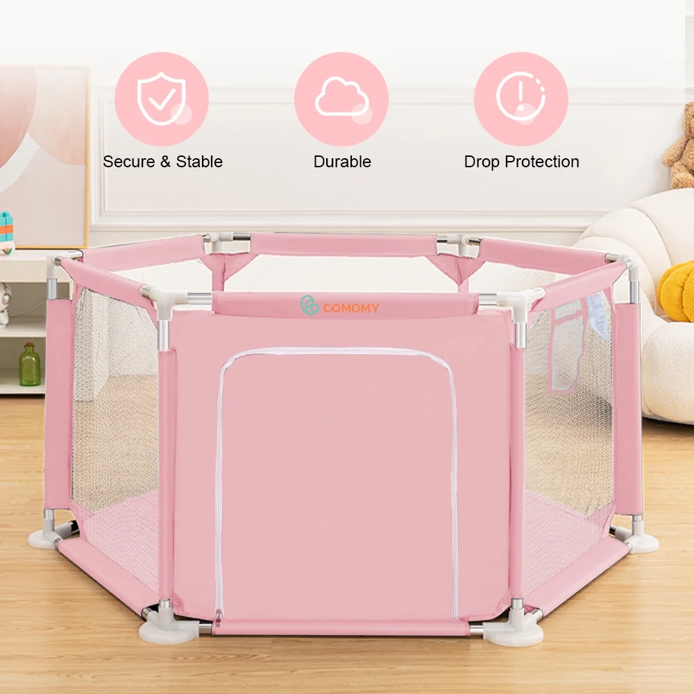 Baby Playpen, Travel Baby Playards, Baby Play Yard, 6Panels Portable Infant Play Game Area,Blue - Womvr