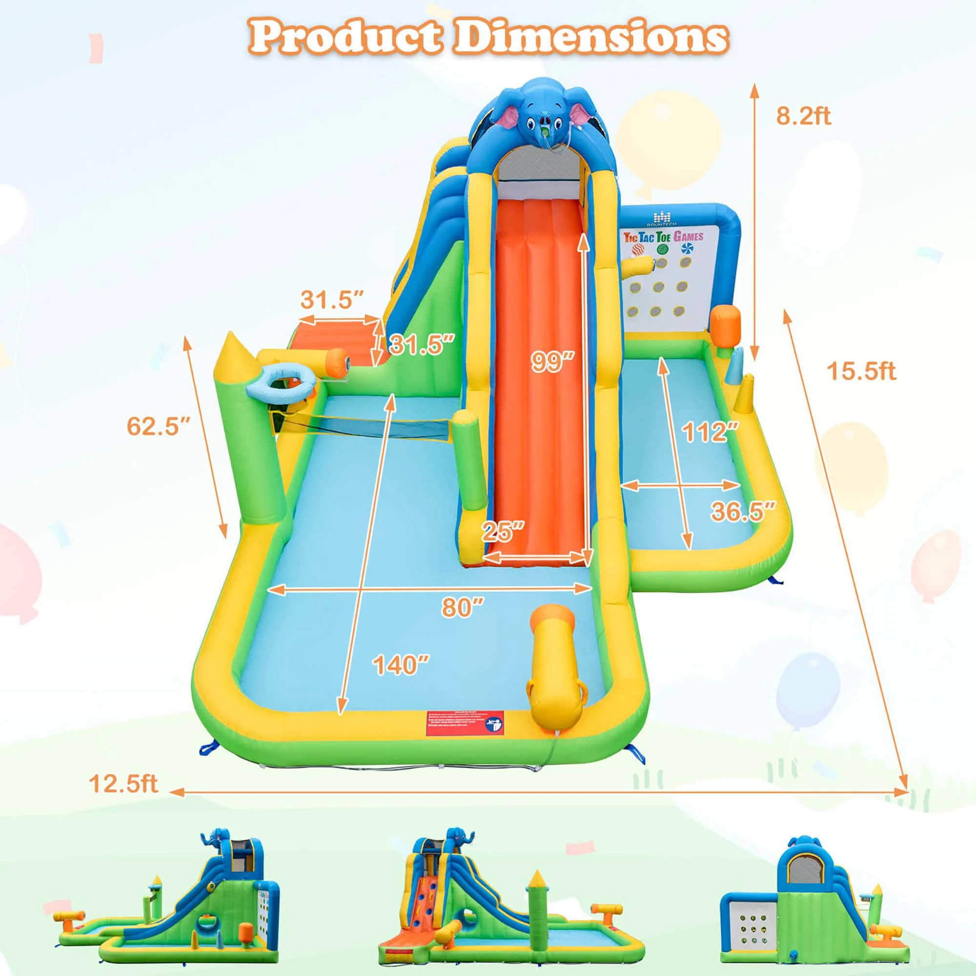 Costway Inflatable Water Slide Giant Splash Pool for Kids Backyard Fun without Blower - Womvr
