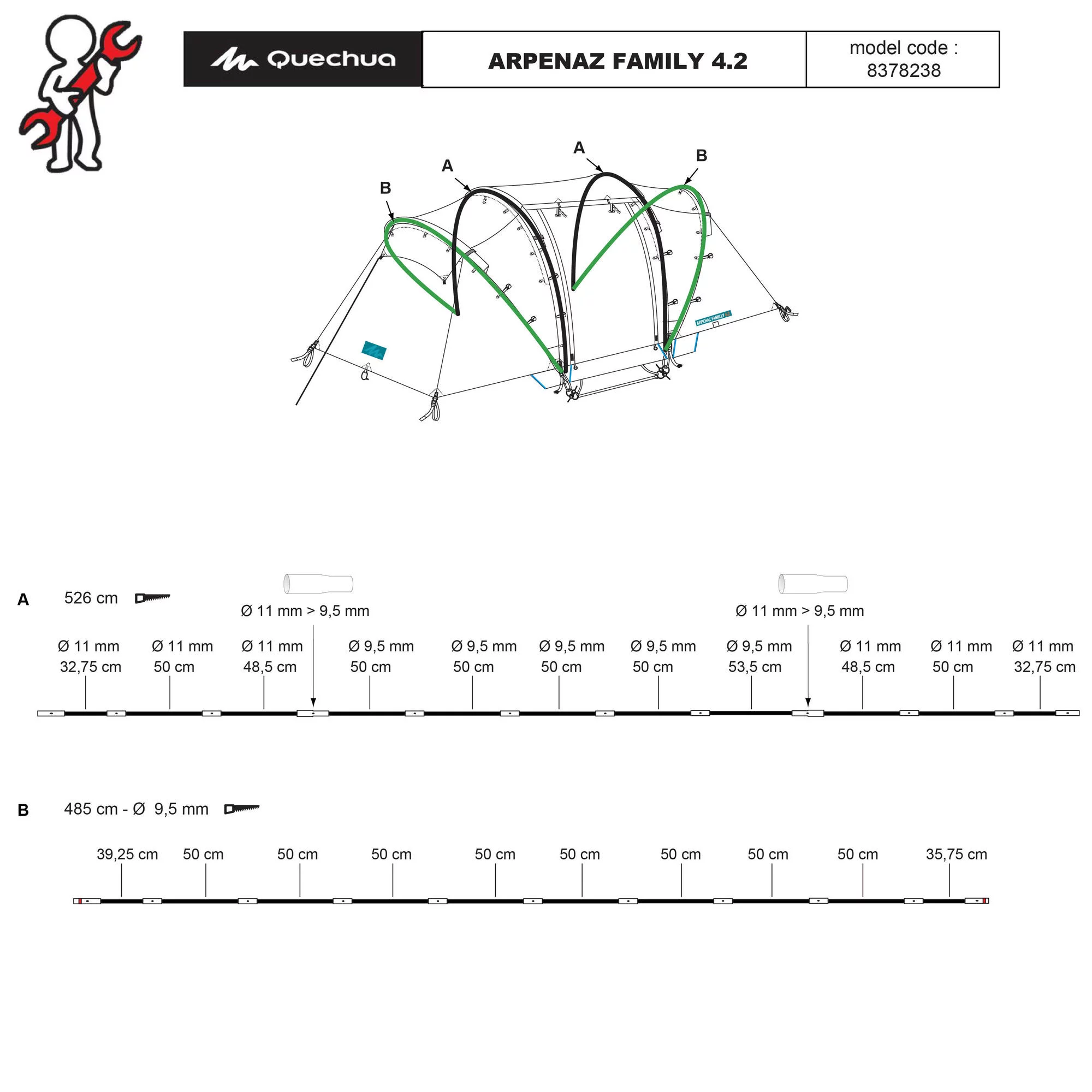 Quechua, Waterproof Family Camping Tent, 4 Person, 2 Rooms - Womvr