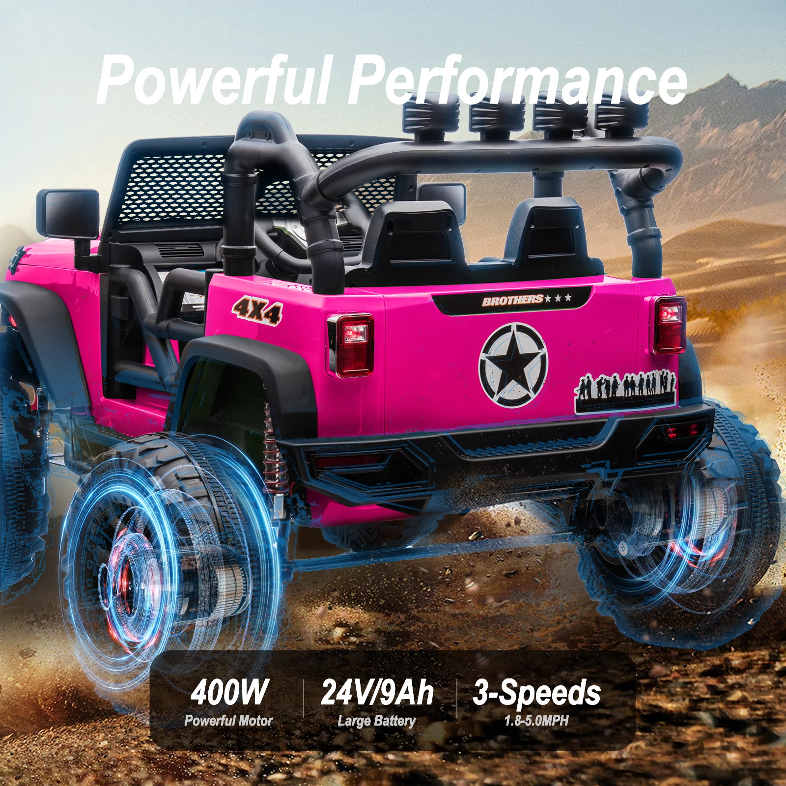 Hikiddo 24V Kids Ride on Truck, 2 Seater Powered Ride on Toy Car with Remote - Womvr