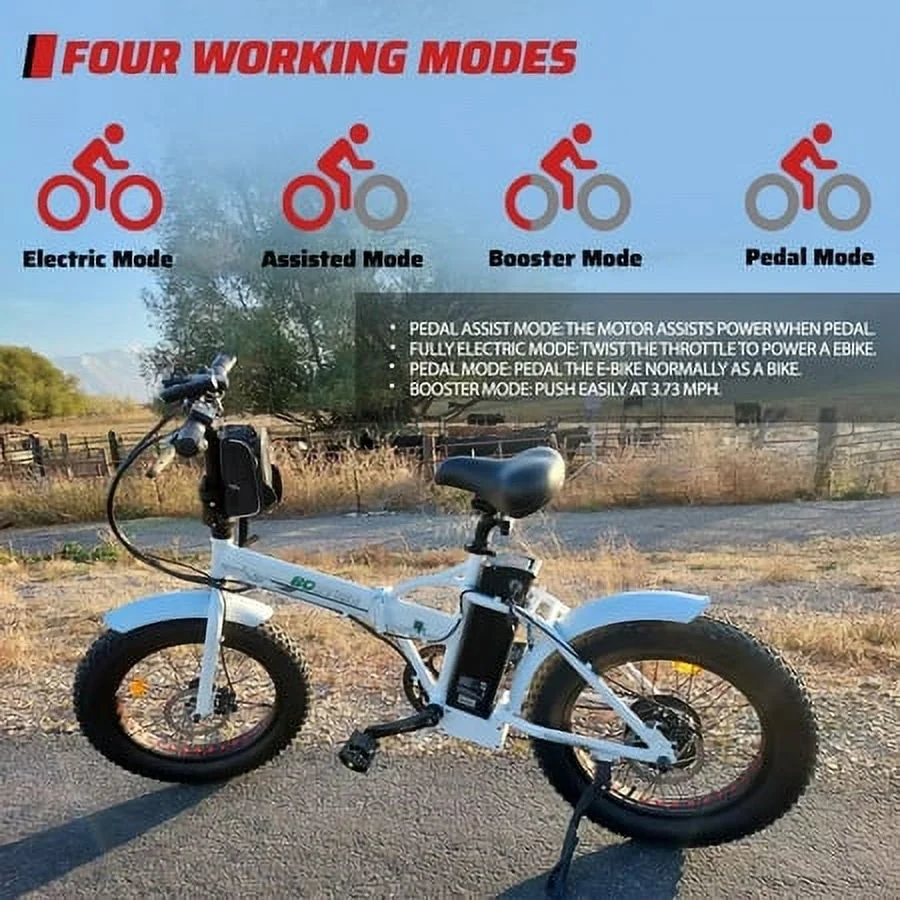 ECOTRIC 20 Inch Fat Tire e-Bike 500W 48V Foldable frame Pedal Assist Commute Bike 7 Speed A-E516646 - Womvr