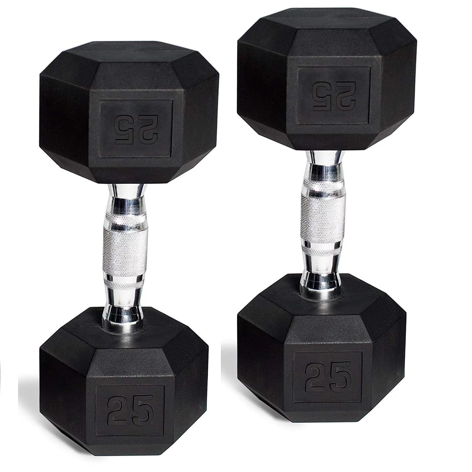CAP Barbell Set of 2 Hex Rubber Dumbbell with Metal Handles, 65 Lbs, Pair of Dumbbells - Womvr