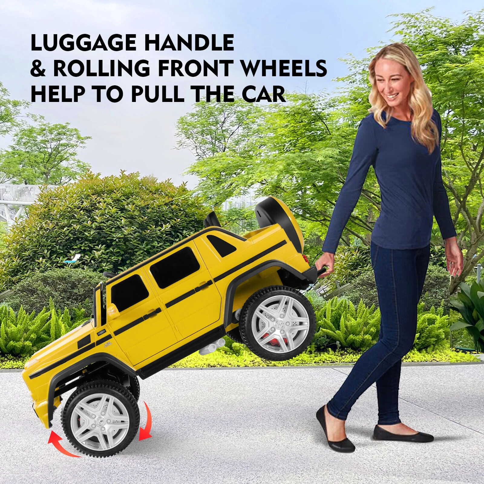 JOYLDIAS 12V Mercedes-Benz G650S Kids Ride On Car Electric Toy w/Remote Control, 3 Speeds, LED Lights, Bluetooth, Music(Pink) - Womvr