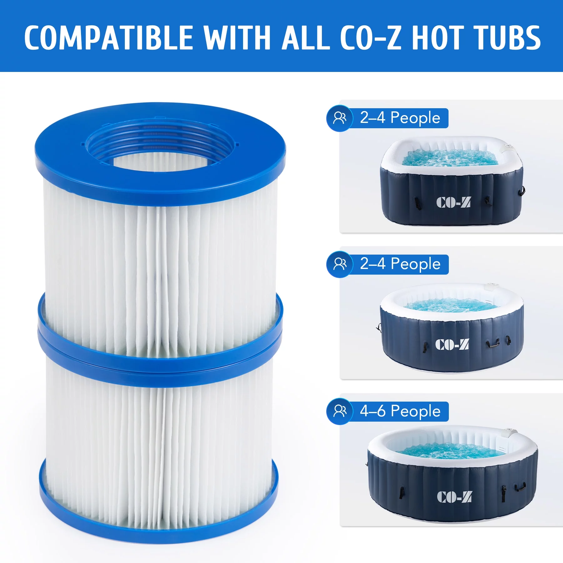 CO-Z 4-6 Person 7' Blow-Up Hot Tub with 130 Air Jets Cover Electric Pump Portable Pool, Gray - Womvr