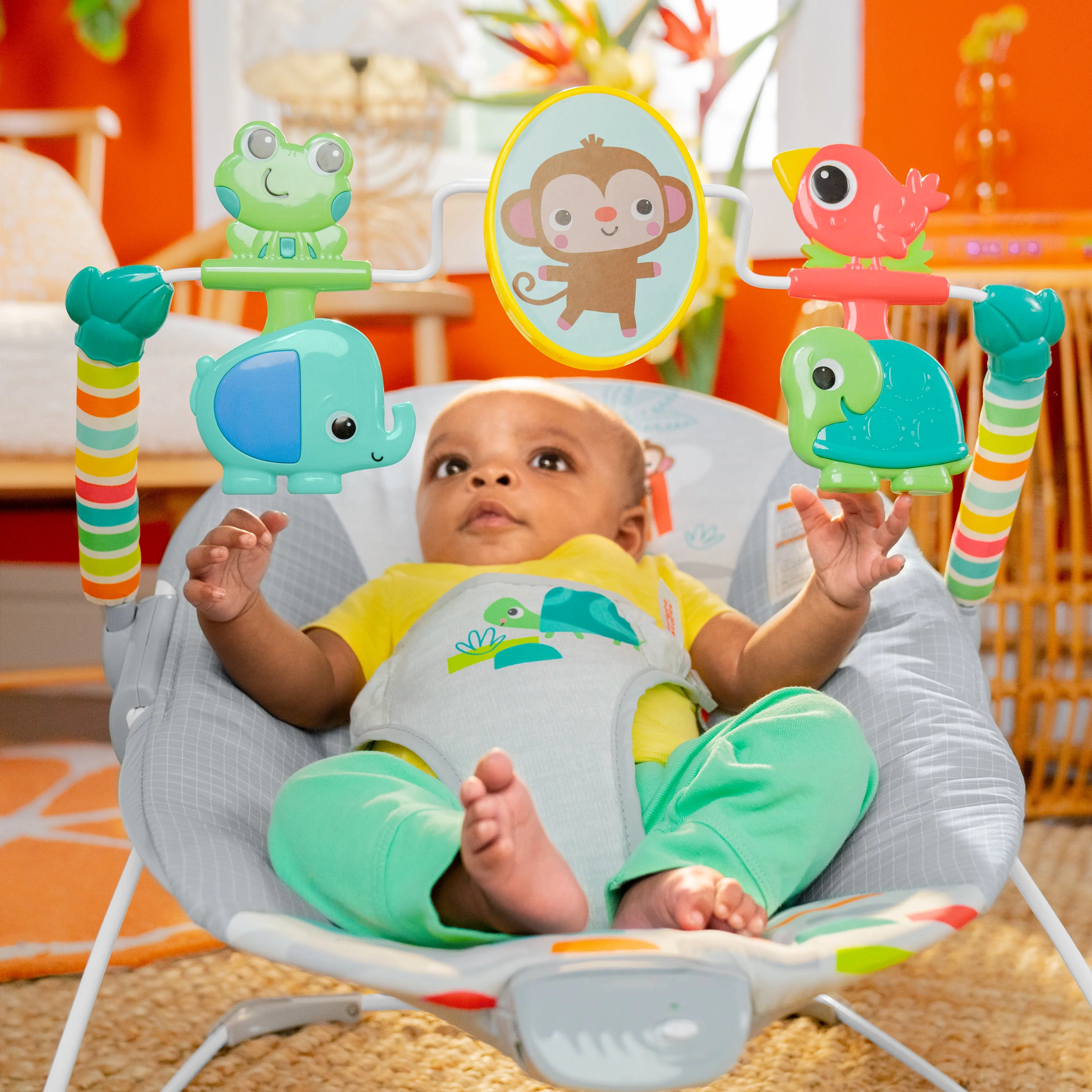 Bright Starts Playful Paradise Vibrating Baby Bouncer, Unisex, Newborn + - Womvr