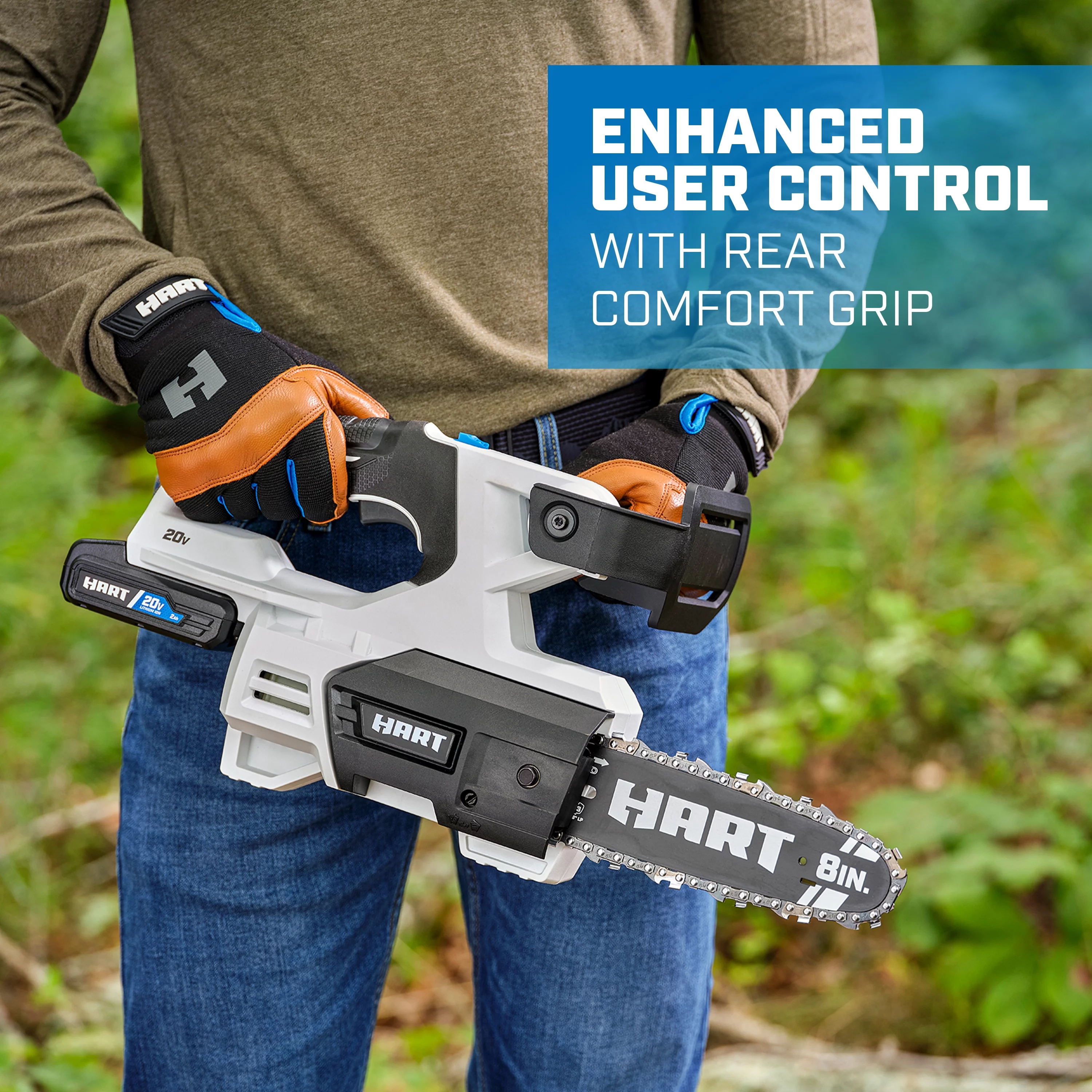 HART 20-Volt 8-inch Battery-Powered Pruning Chainsaw Kit, (1) 2.0Ah Lithium-Ion Battery - Womvr