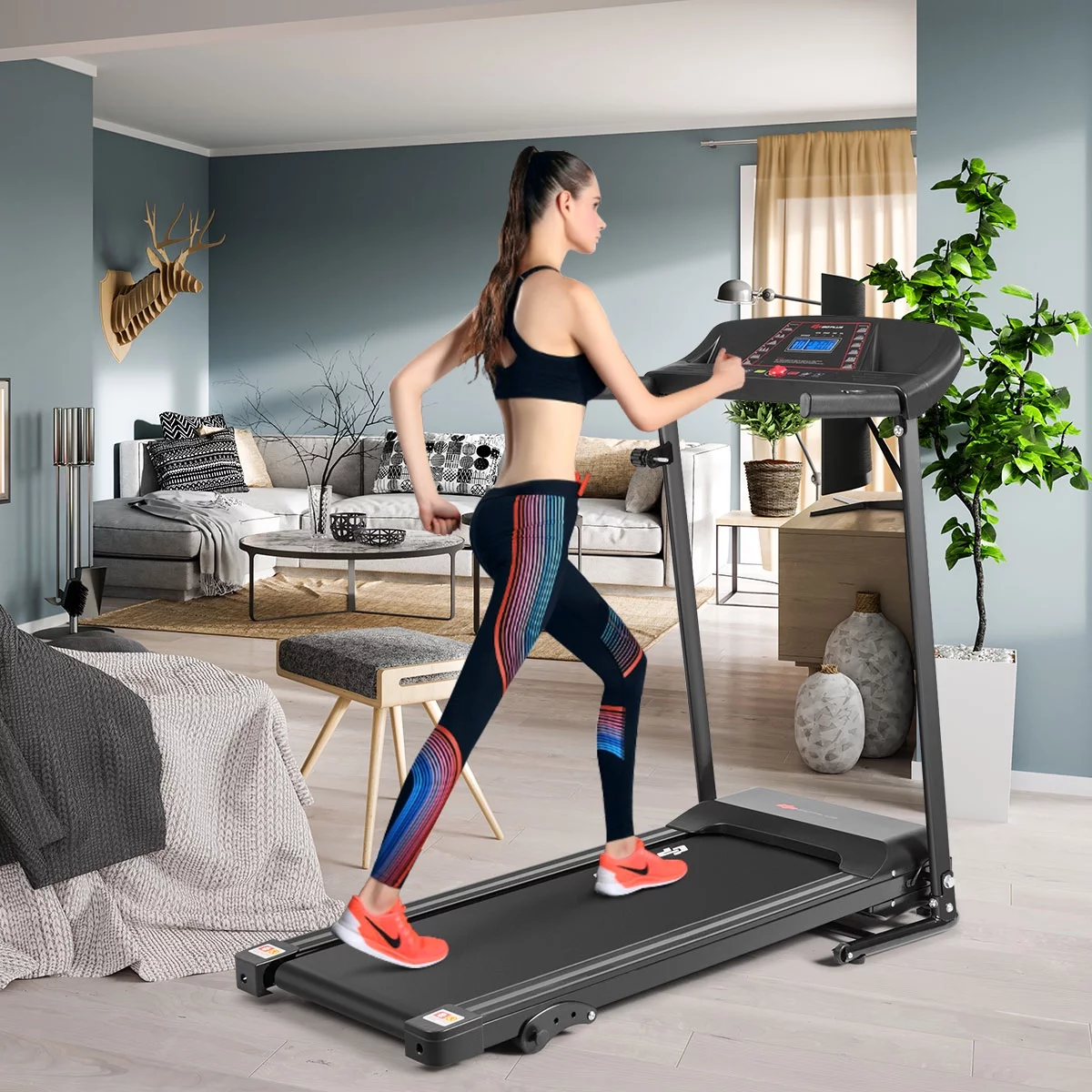 Goplus 1.0HP Folding Treadmill Electric Support Motorized Power Running Machine Trainer - Womvr