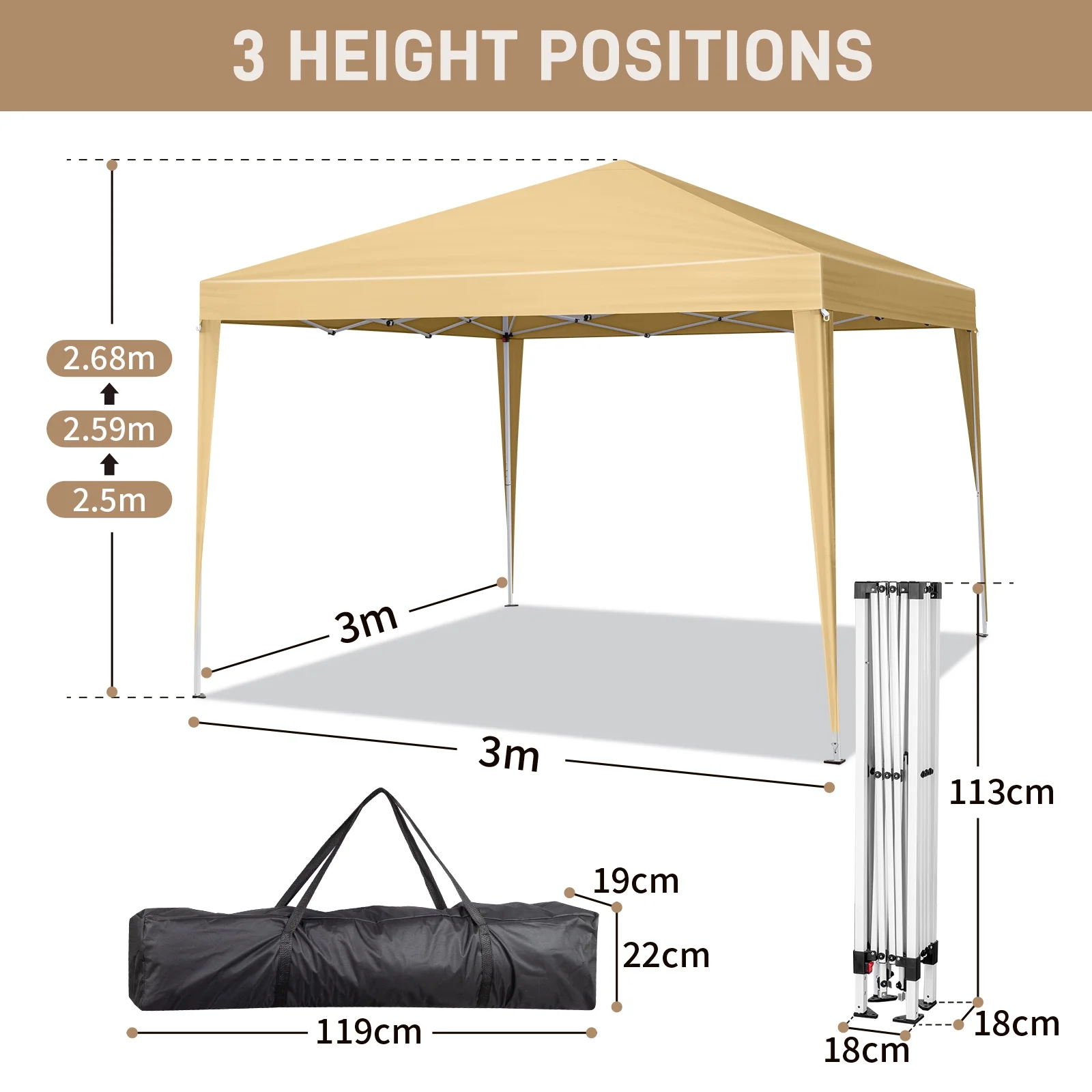 Zimtown 10ft x 10ft Base/8ft x 8ft Top Pop up Canopy Tent Instant Practical Waterproof Folding Tent with Carry Bag - Womvr